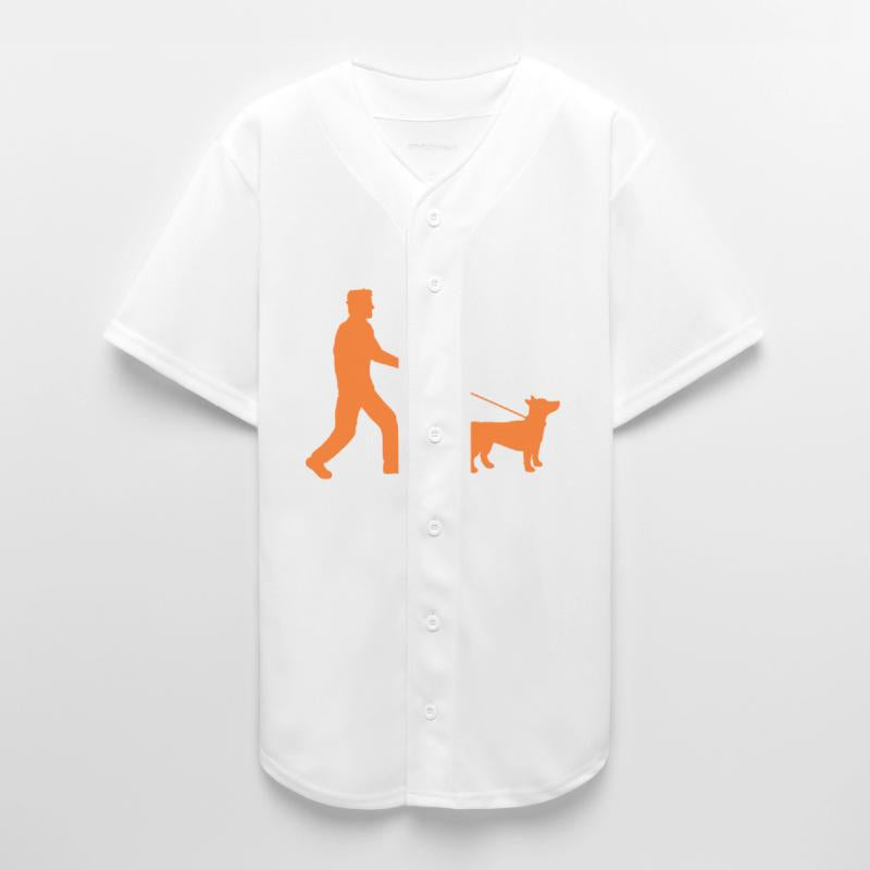 Dog Owner Man Takes a Happy Leash Walk Silhouette