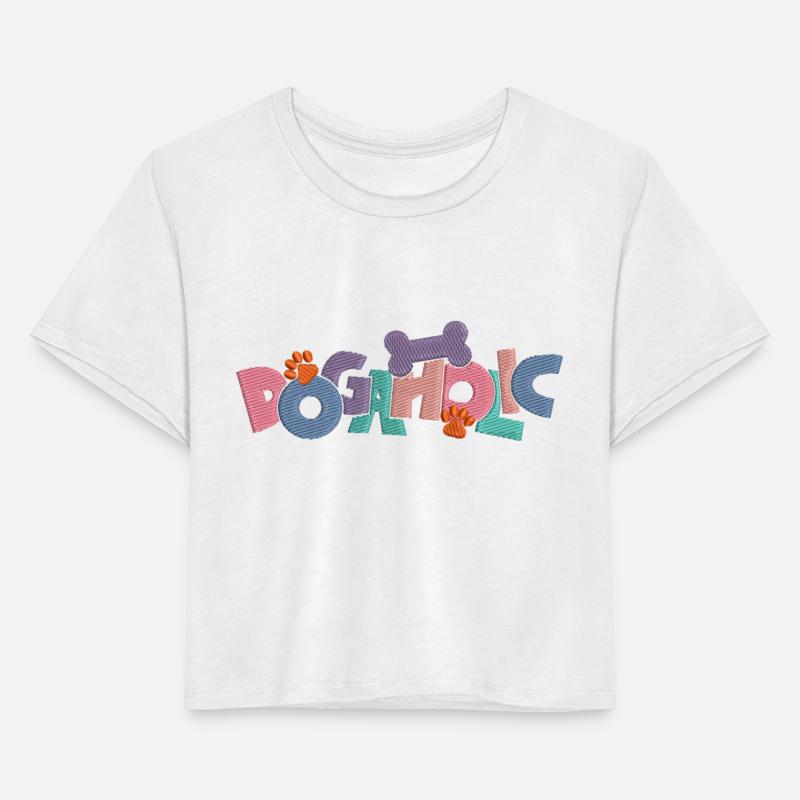 Dogaholic Funny Word Dog Lover Embroidery Effect