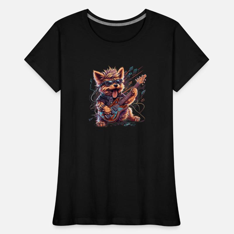 Dorkie Dog Playing Electric Guitar Rock