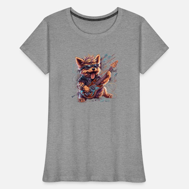 Dorkie Dog Playing Electric Guitar Rock