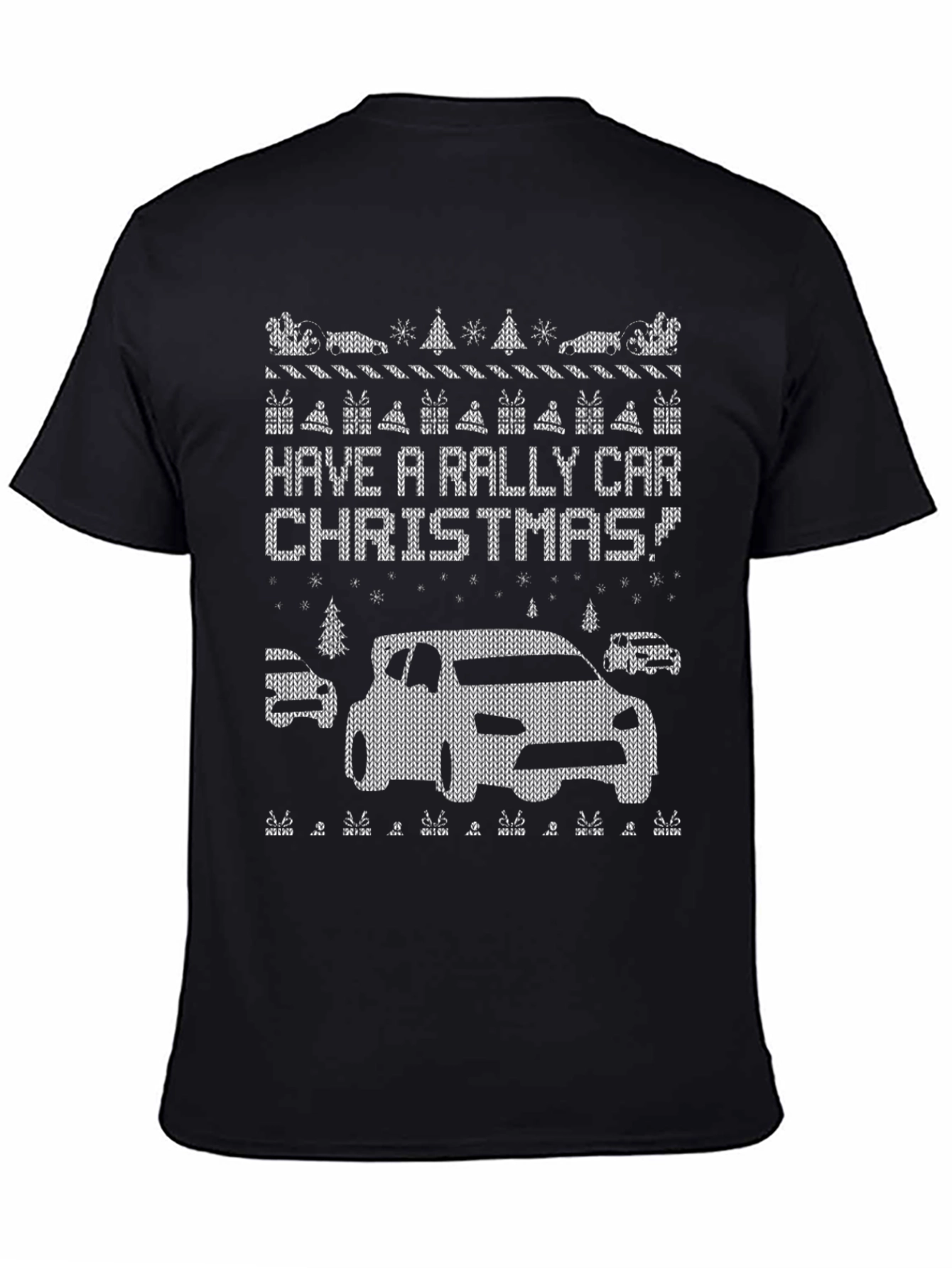 Rally Car Christmas Knit Pattern T-Shirt