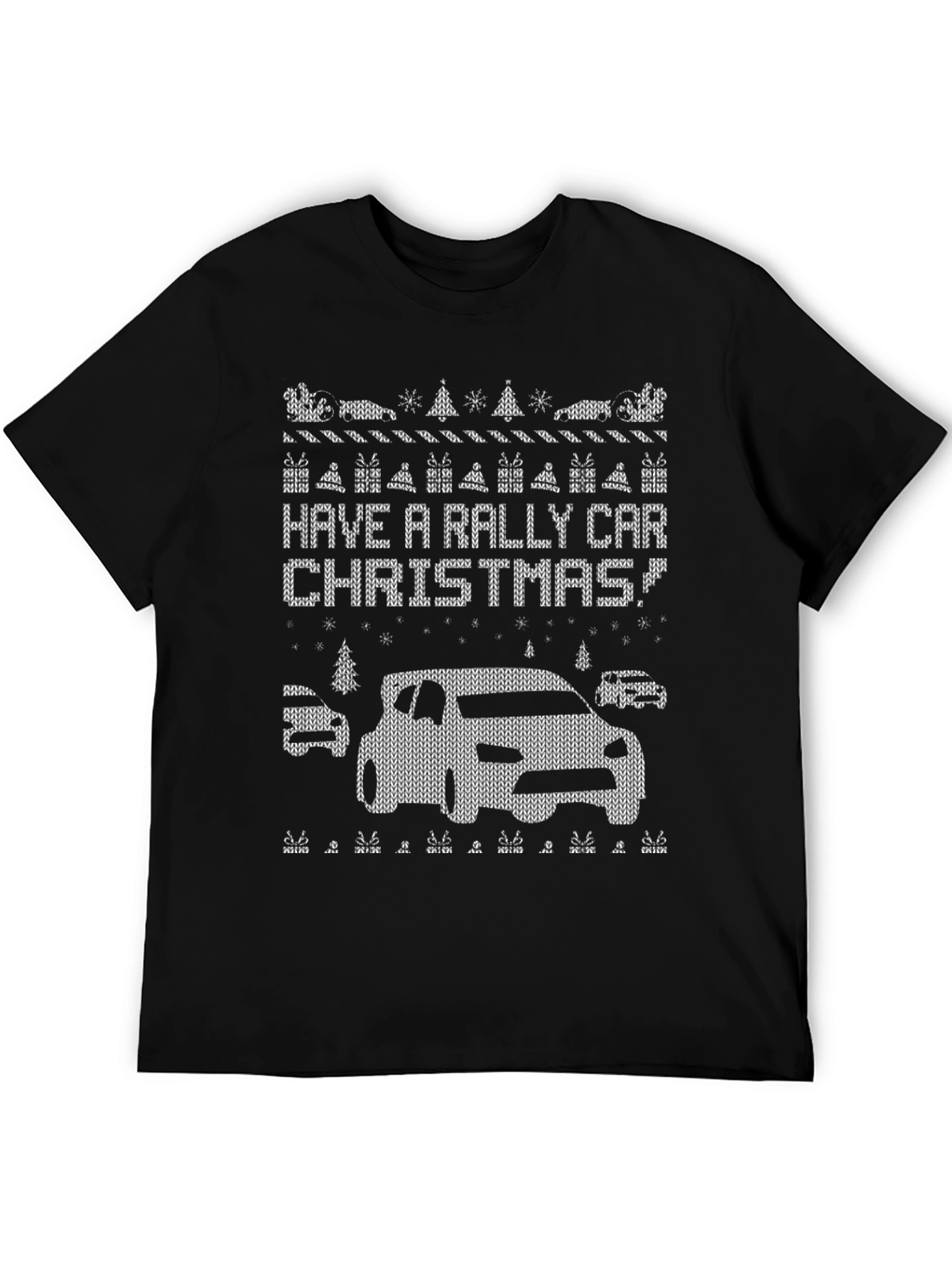 Rally Car Christmas Knit Pattern T-Shirt