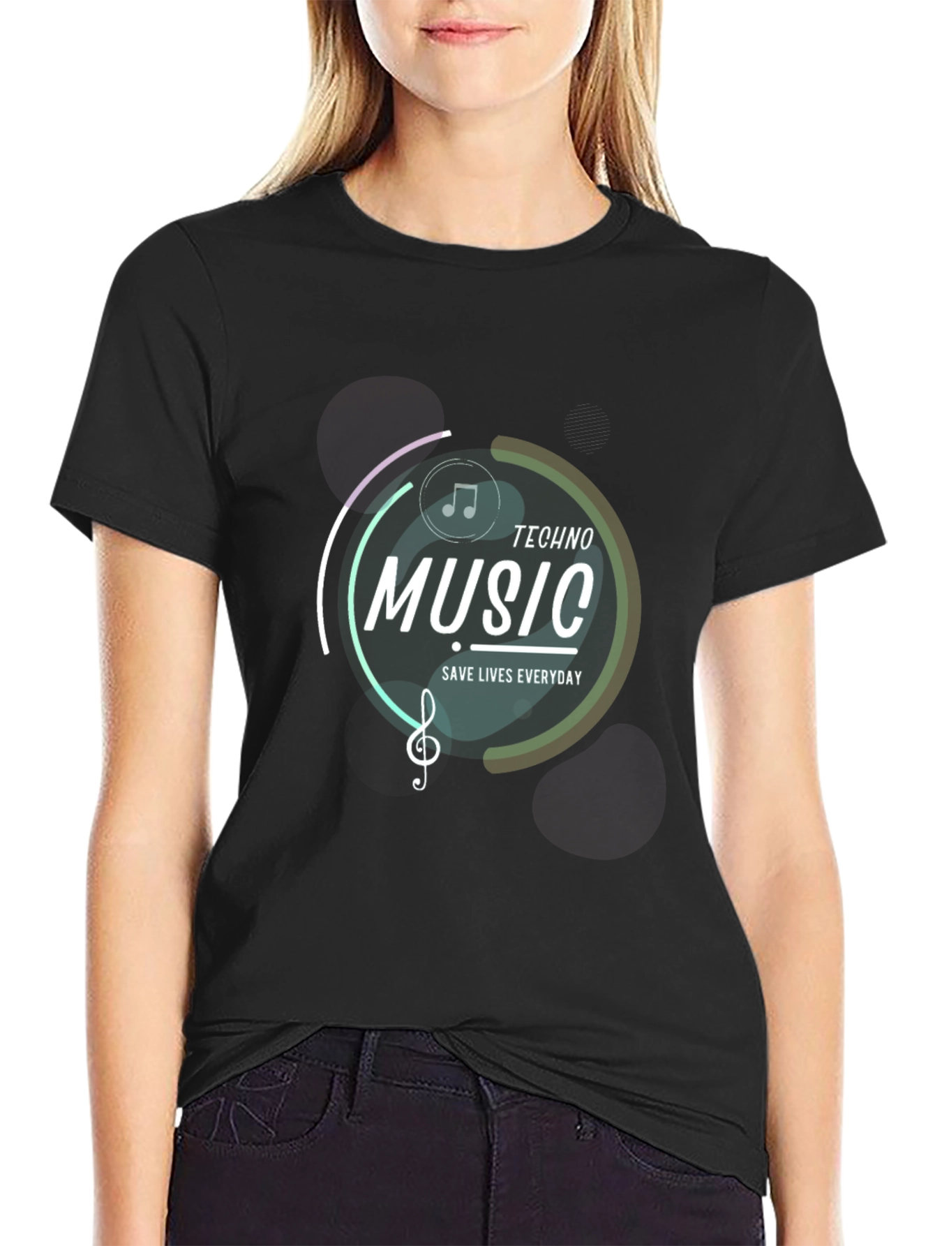 Techno Music Saves Lives Black T-Shirt