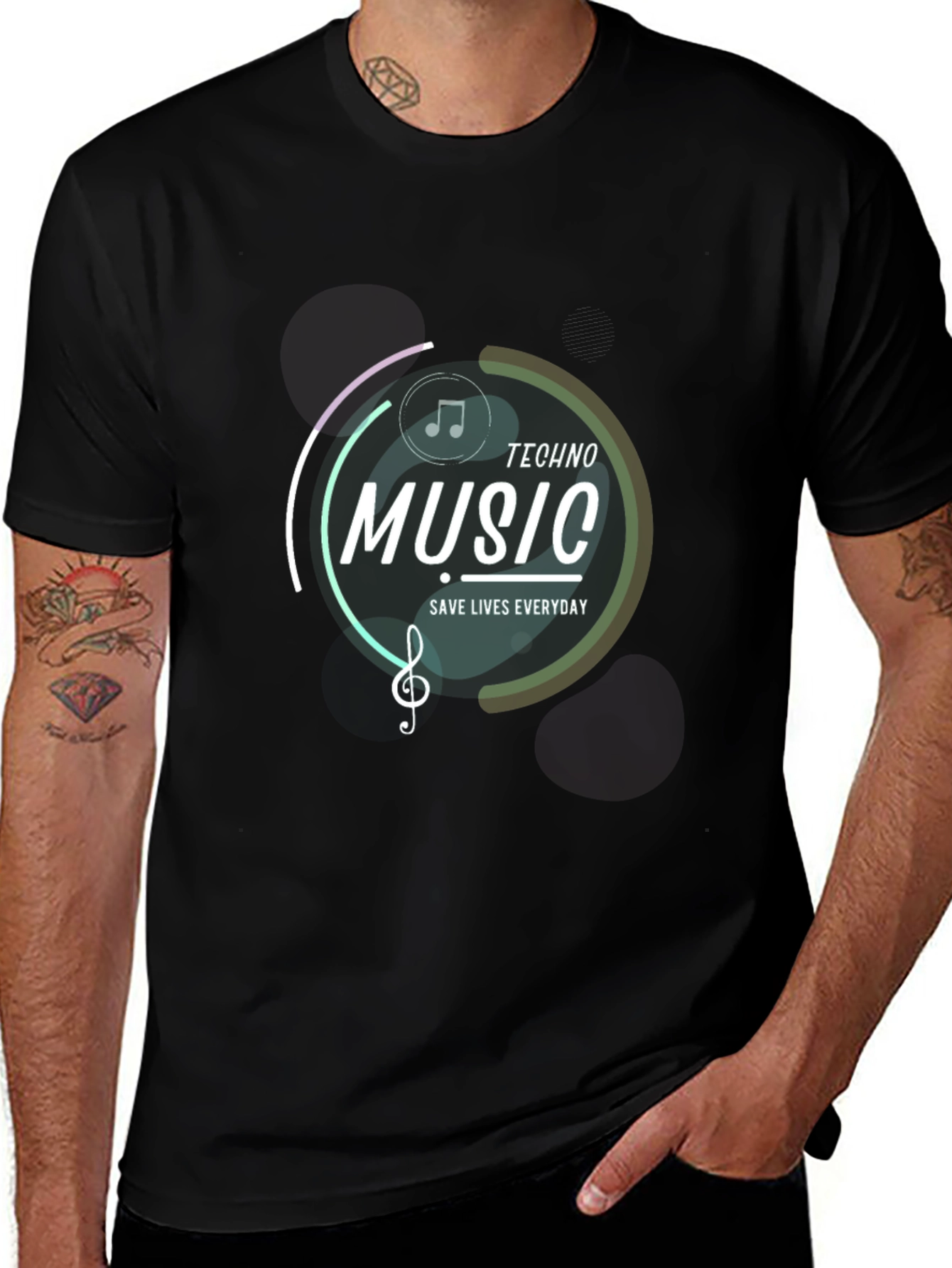 Techno Music Saves Lives Black T-Shirt