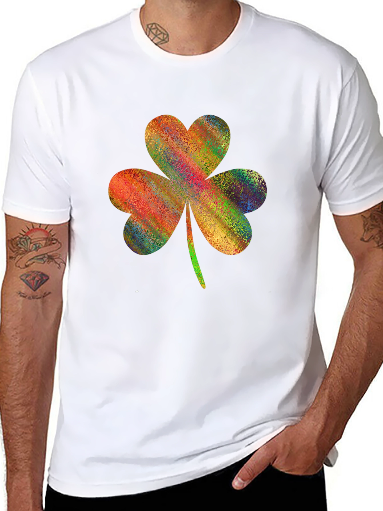 Colorful Shamrock Graphic T-Shirt