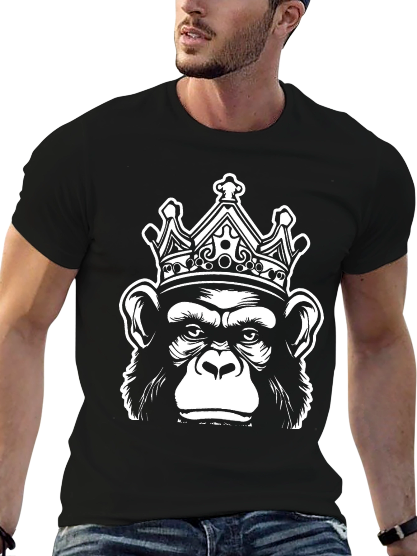 Monkey King Graphic Tee - Black Cotton T-Shirt