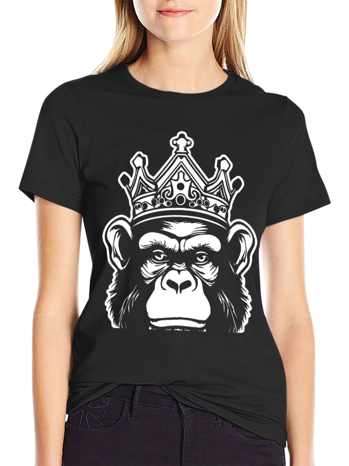 Monkey King Graphic Tee - Black Cotton T-Shirt