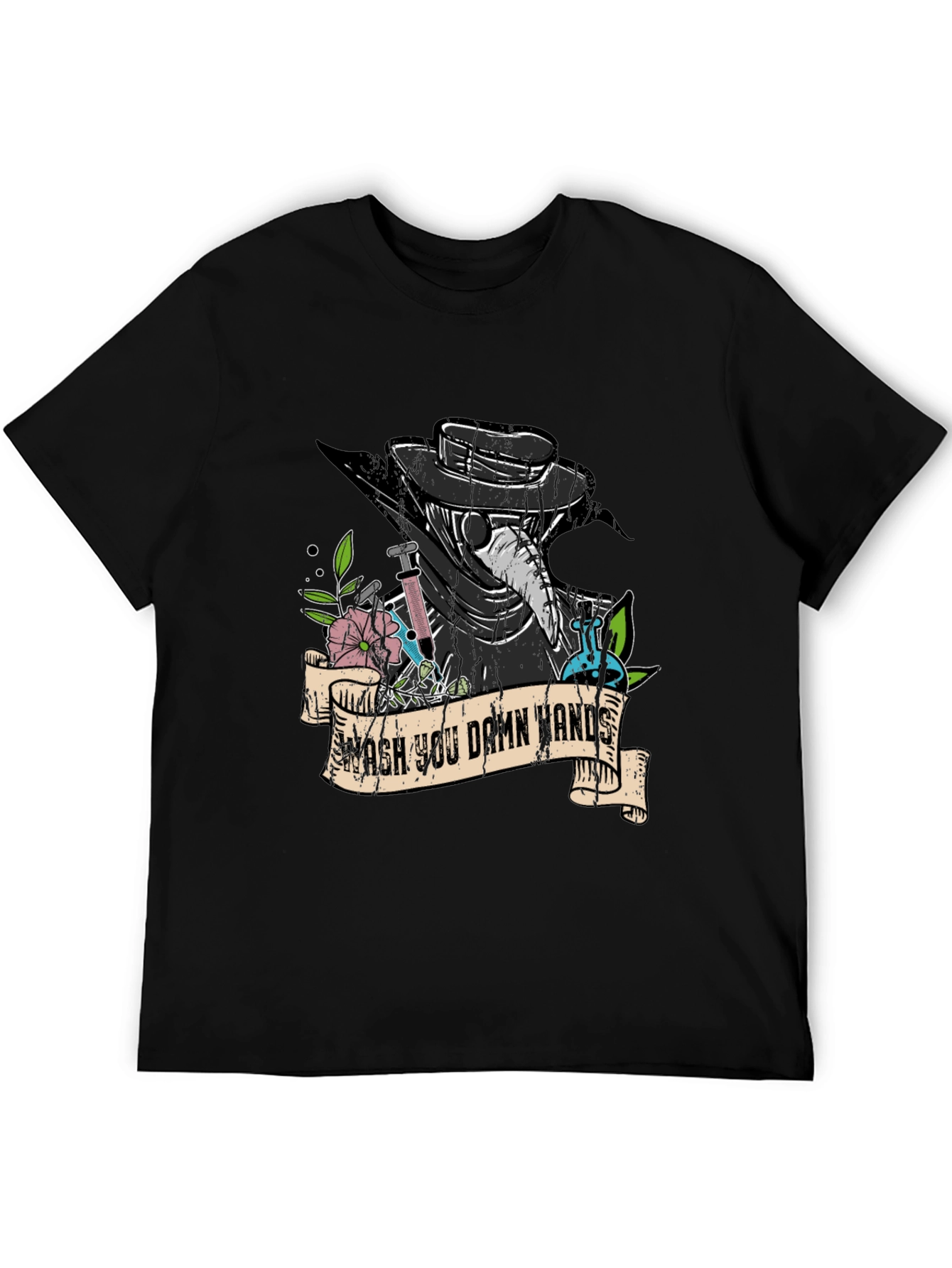 Wash Your Damn Hands Plague Doctor Graphic Tee