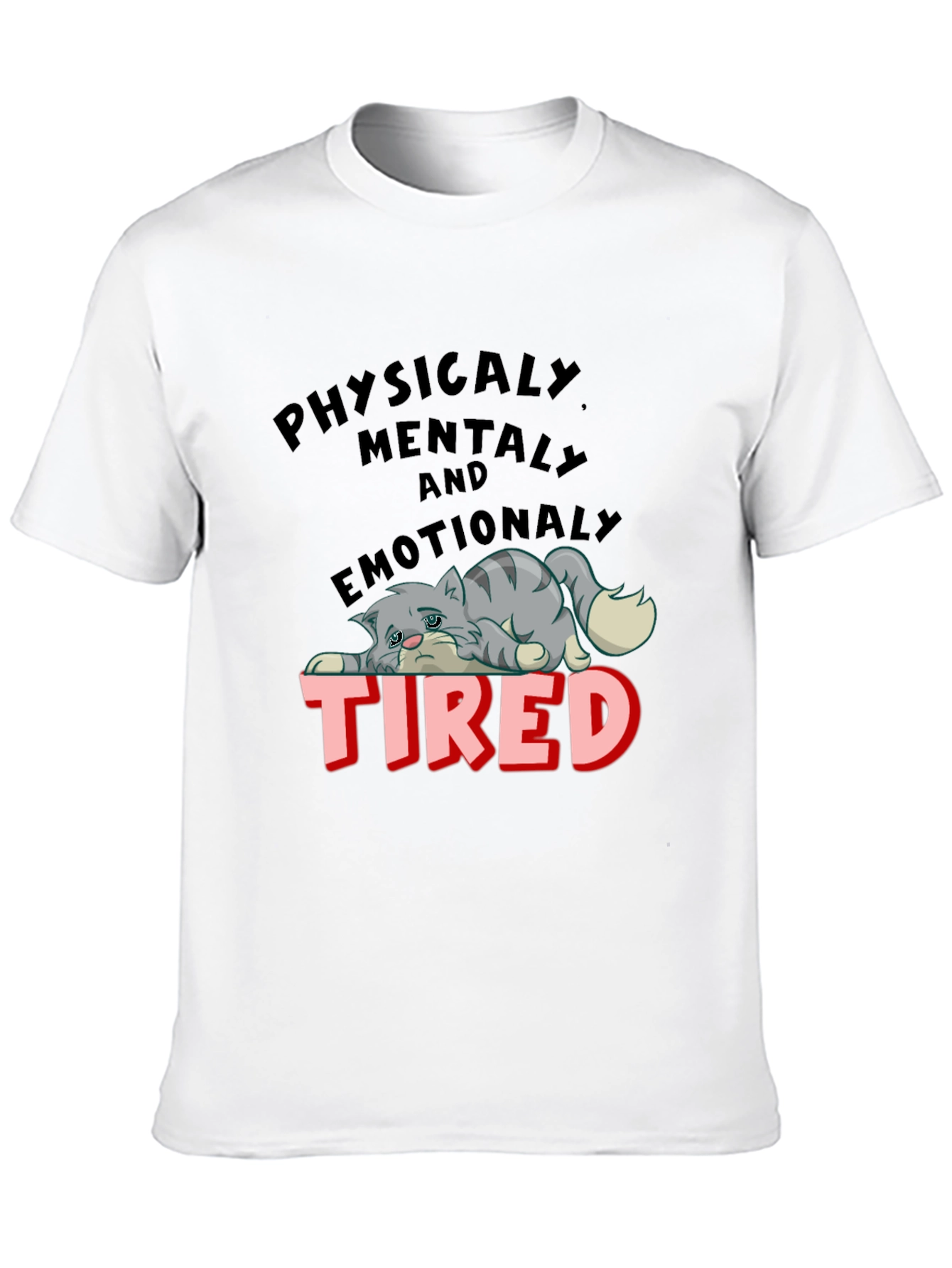 Emotionally Tired Cat Graphic Tee