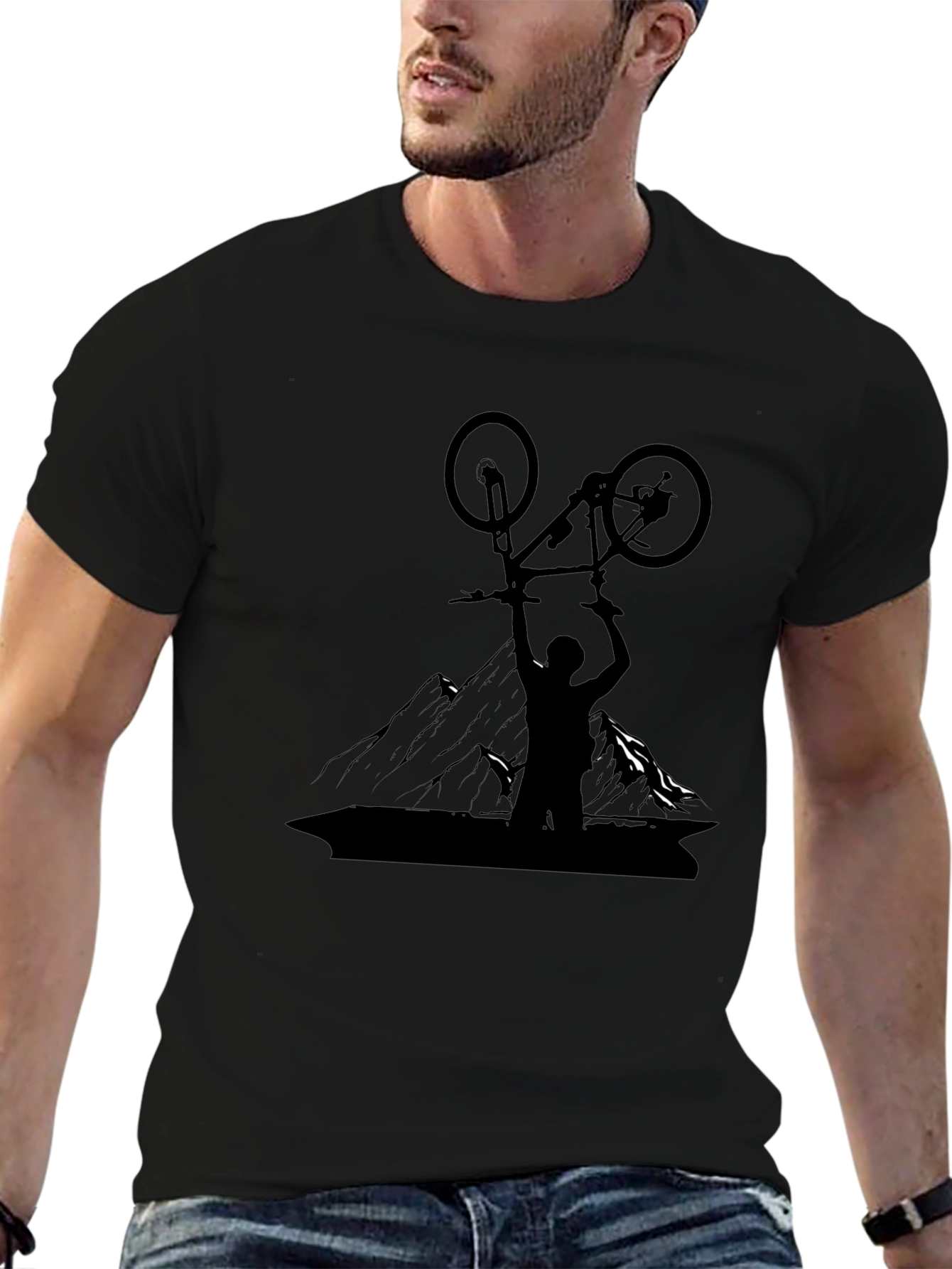 Mountain Biker Silhouette Graphic Tee