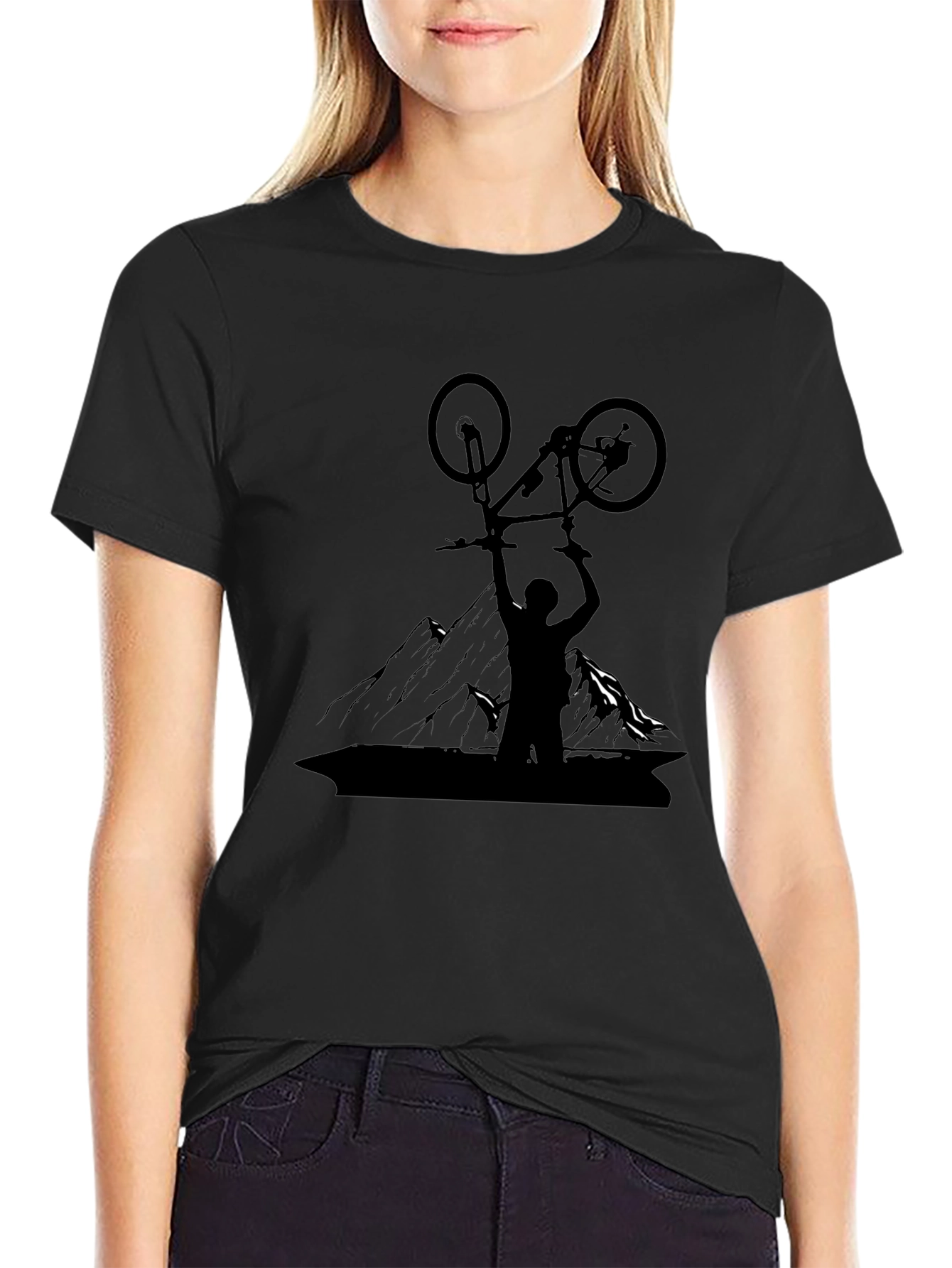 Mountain Biker Silhouette Graphic Tee