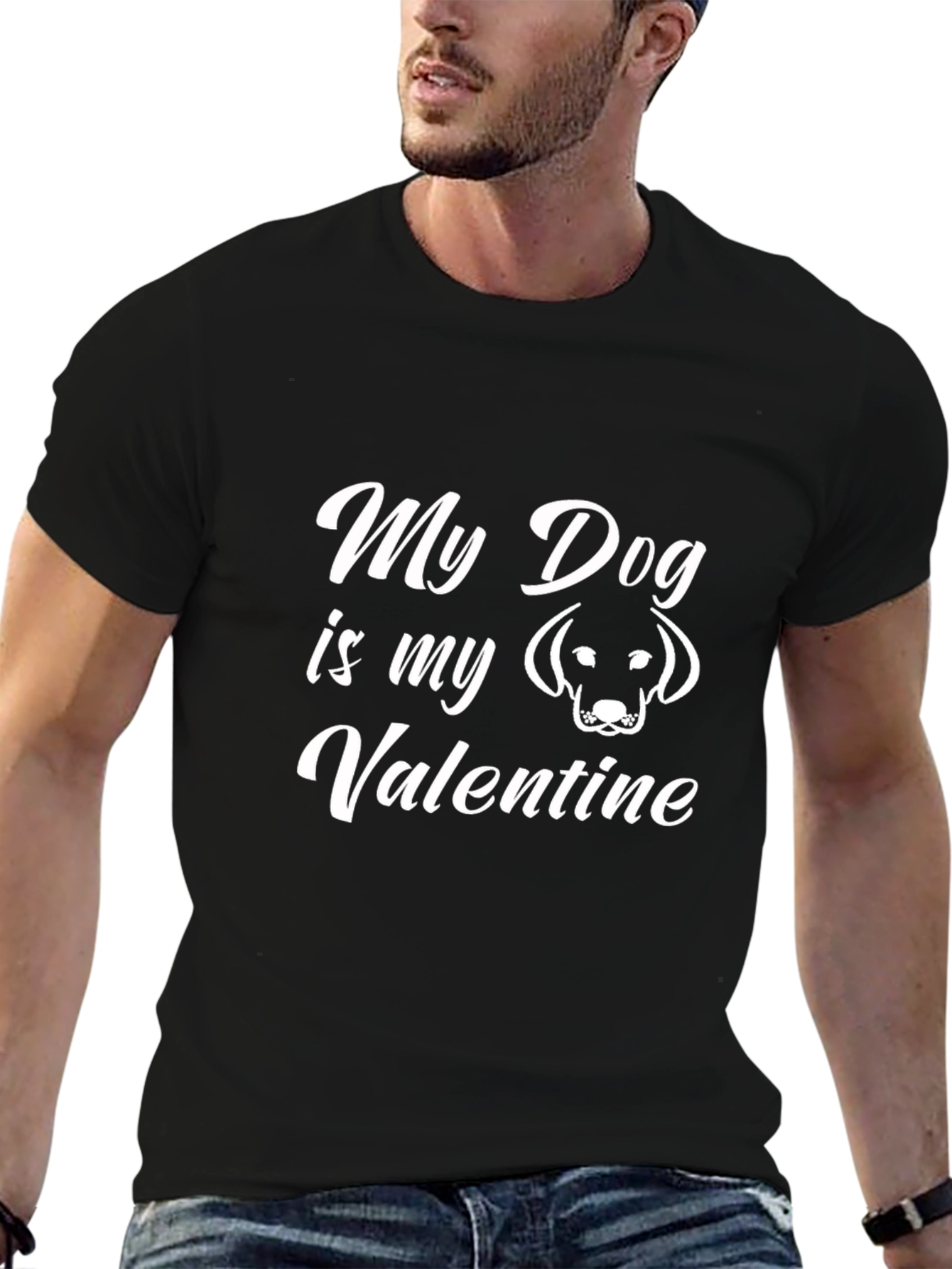 My Dog is My Valentine Black Tee
