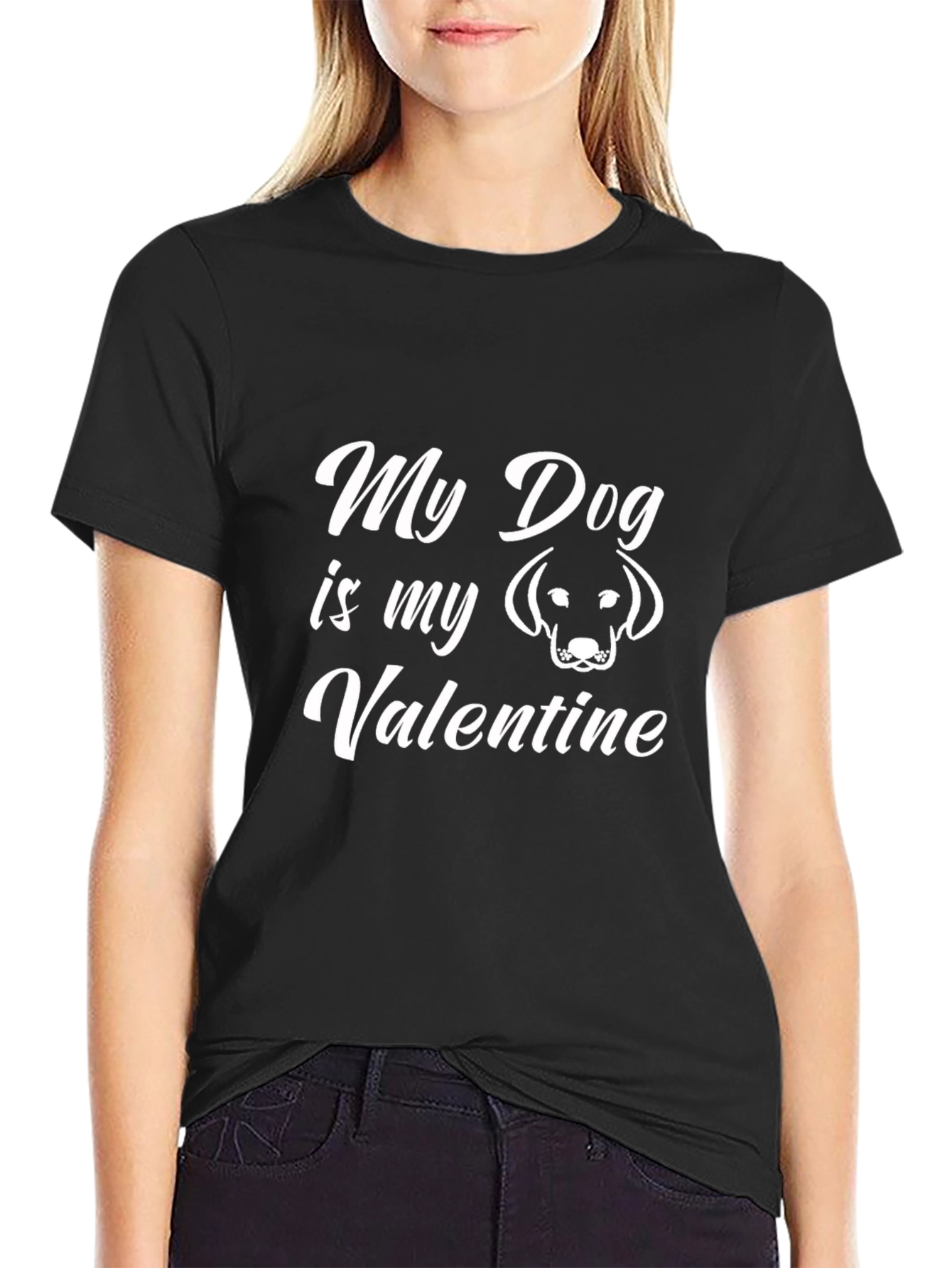 My Dog is My Valentine Black Tee