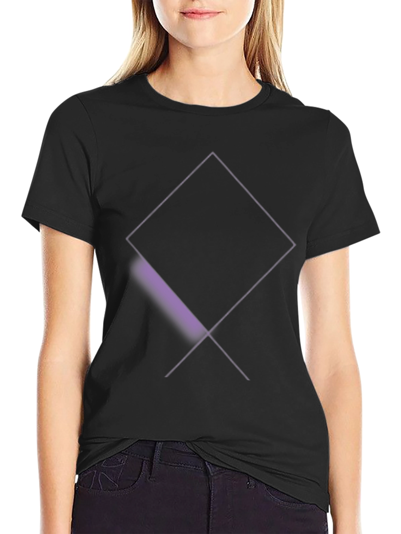Mens Black T-Shirt with Abstract Diamond Design