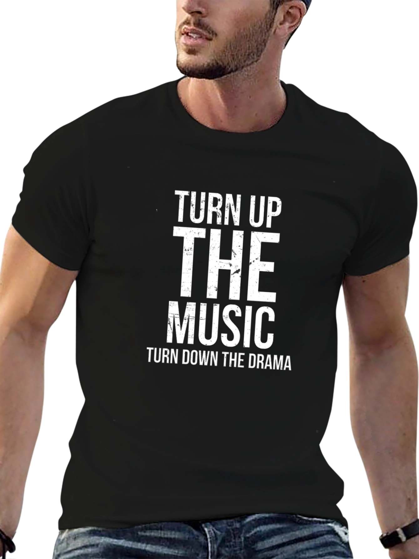 Turn Up the Music Black Graphic T-Shirt