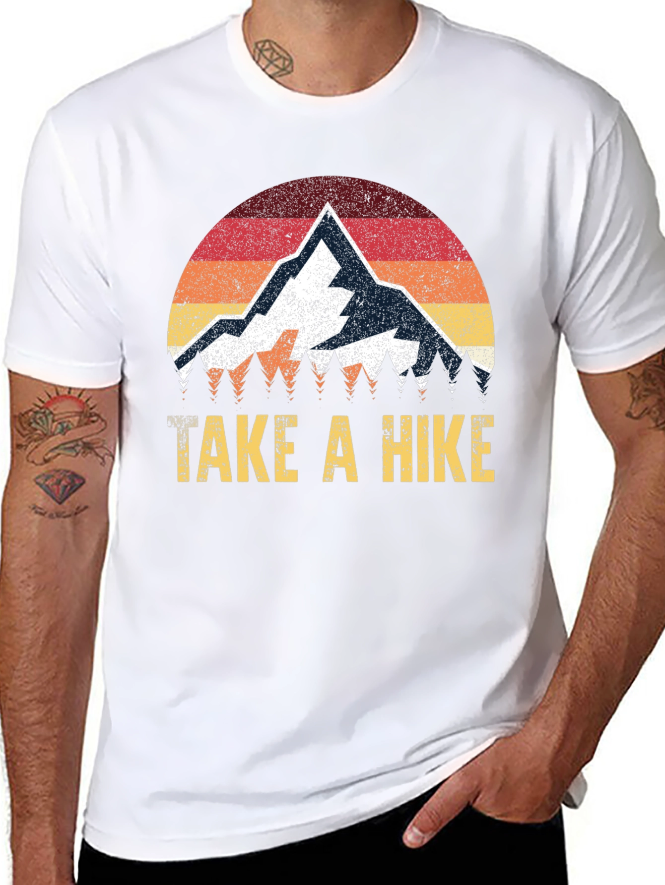 Take a Hike Graphic Tee - Retro Mountain Design