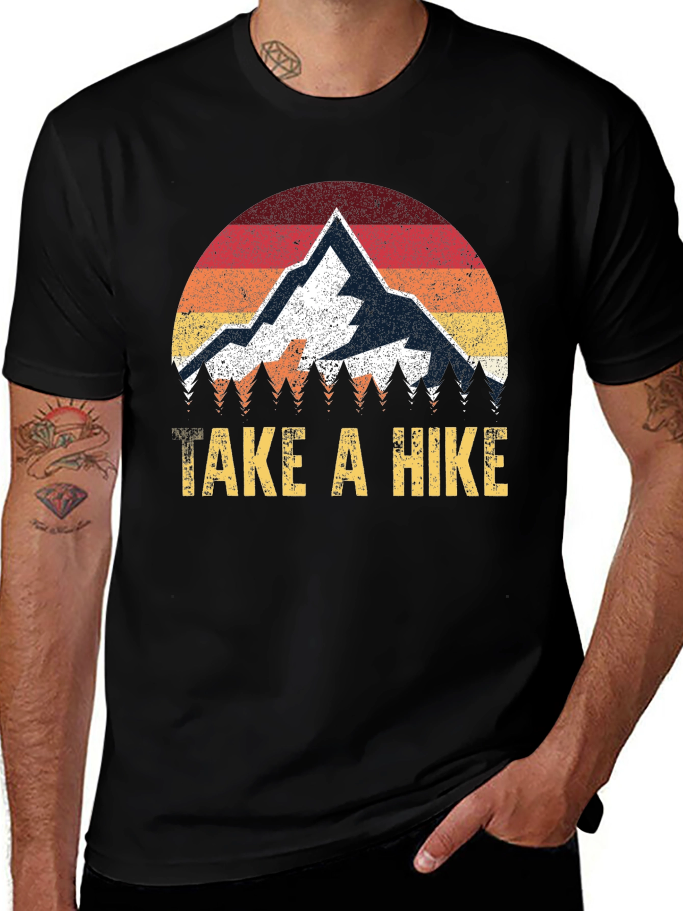 Take a Hike Graphic Tee - Retro Mountain Design