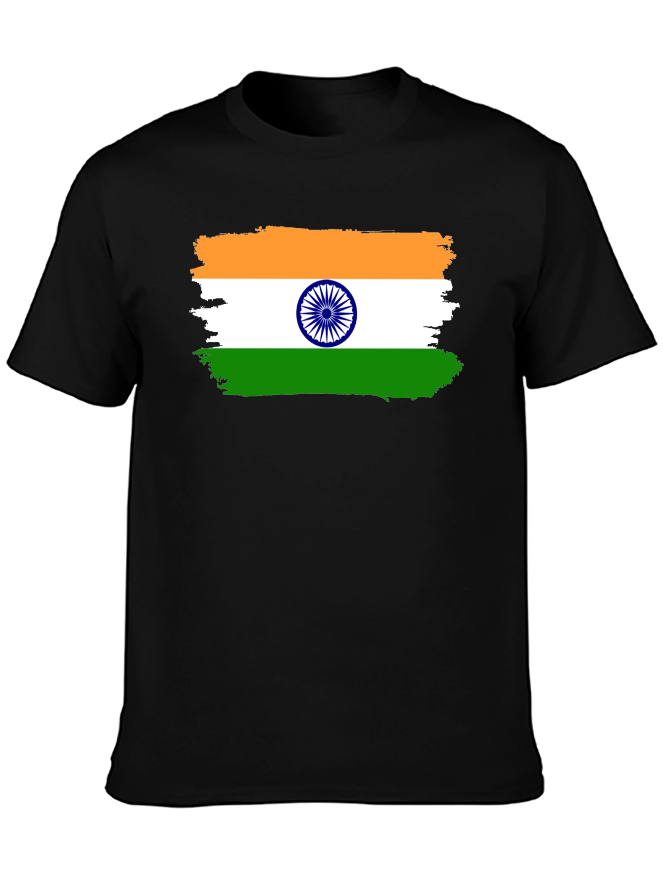 India Flag T-Shirt - Black Cotton Tee