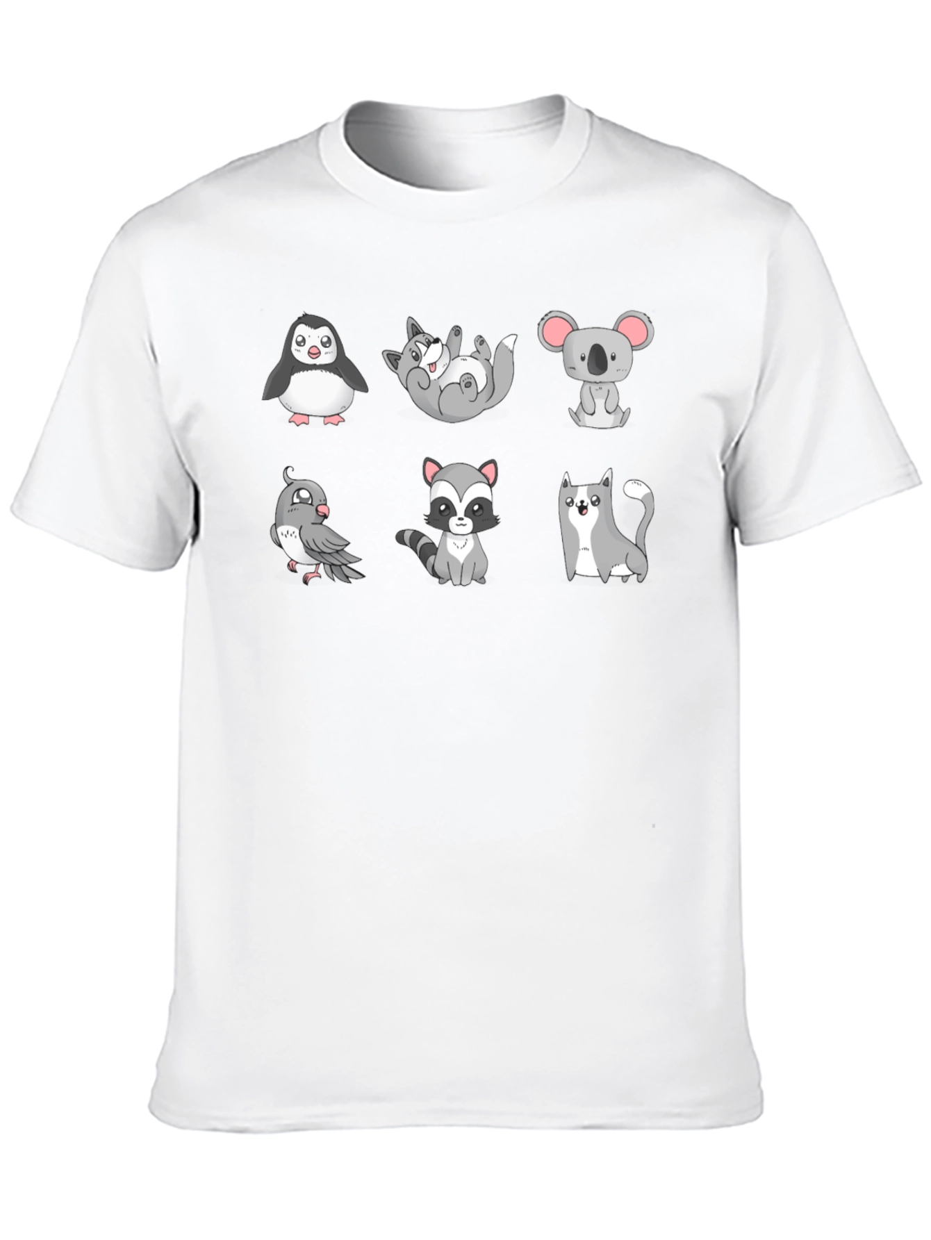 Cartoon Animal Print Black T-Shirt