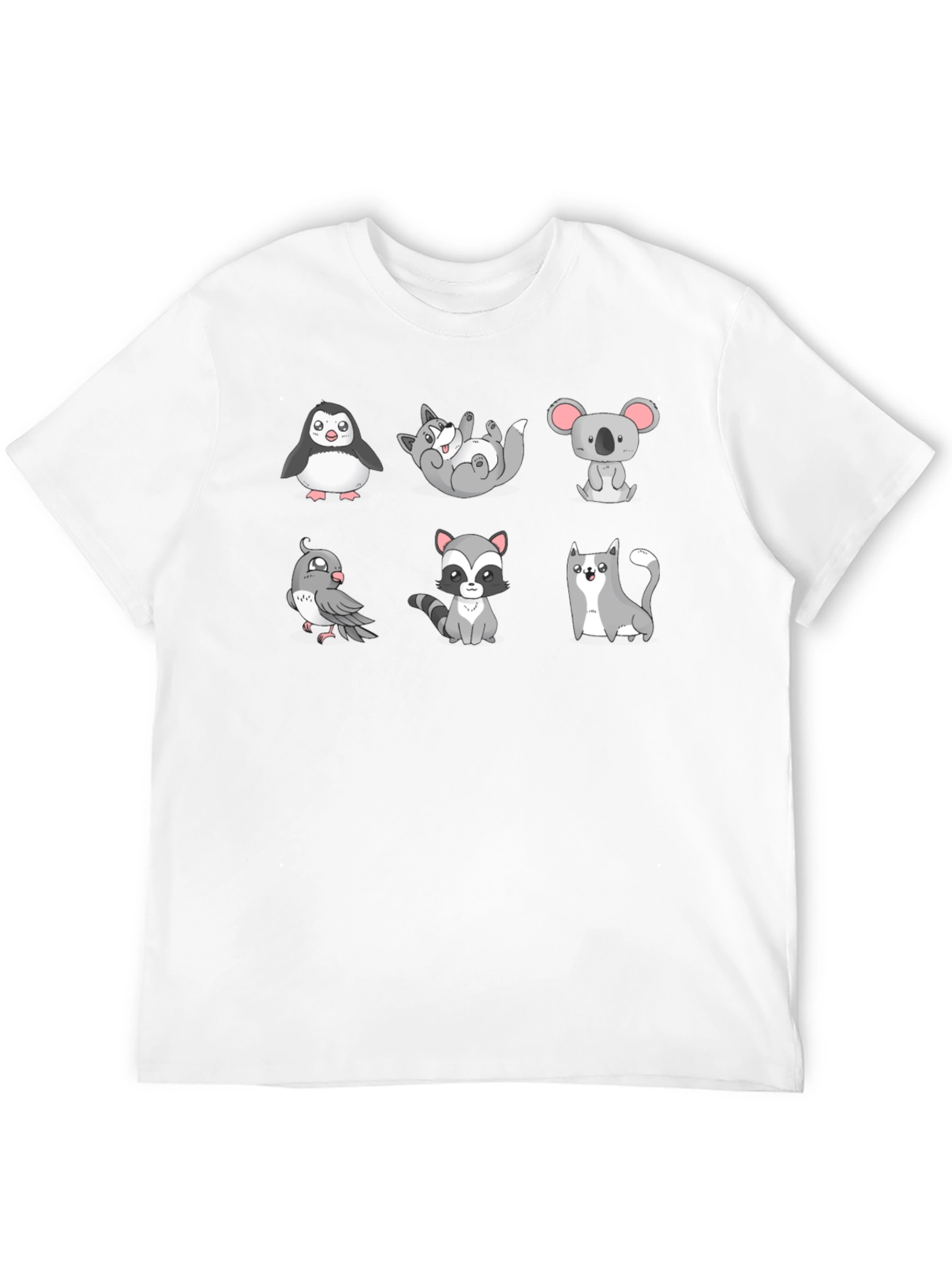 Cartoon Animal Print Black T-Shirt