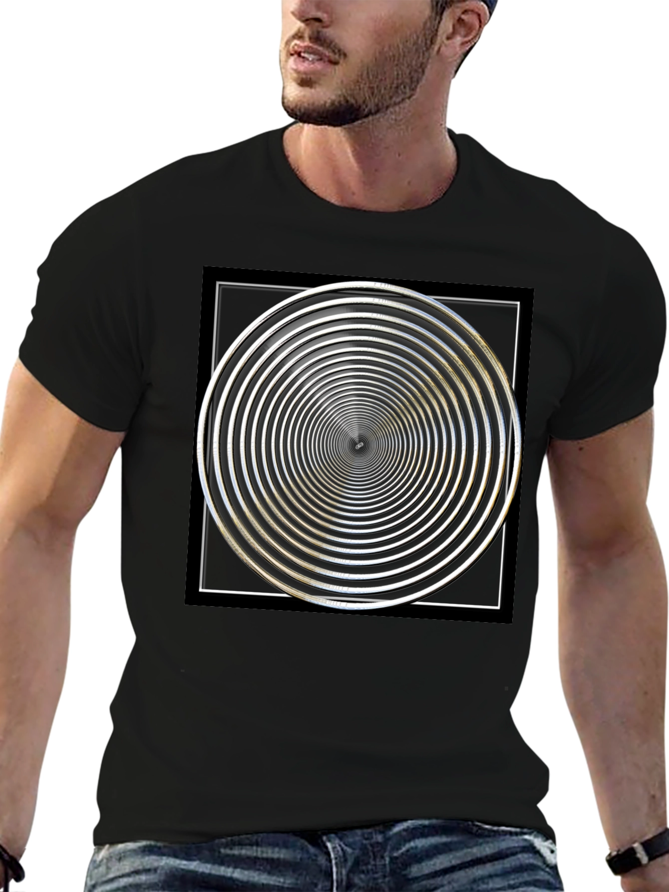 Hypnotic Spiral Graphic T-Shirt - Mens Black Tee