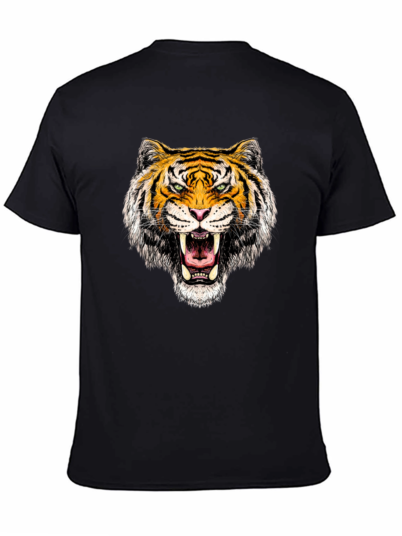 Roaring Tiger Graphic Tee - Black Cotton T-Shirt