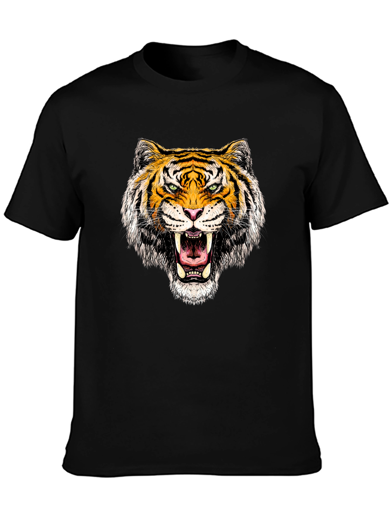 Roaring Tiger Graphic Tee - Black Cotton T-Shirt