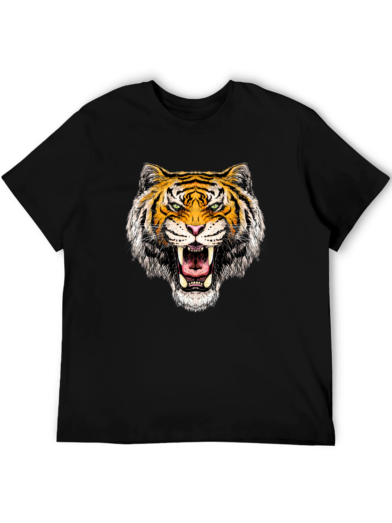 Roaring Tiger Graphic Tee - Black Cotton T-Shirt