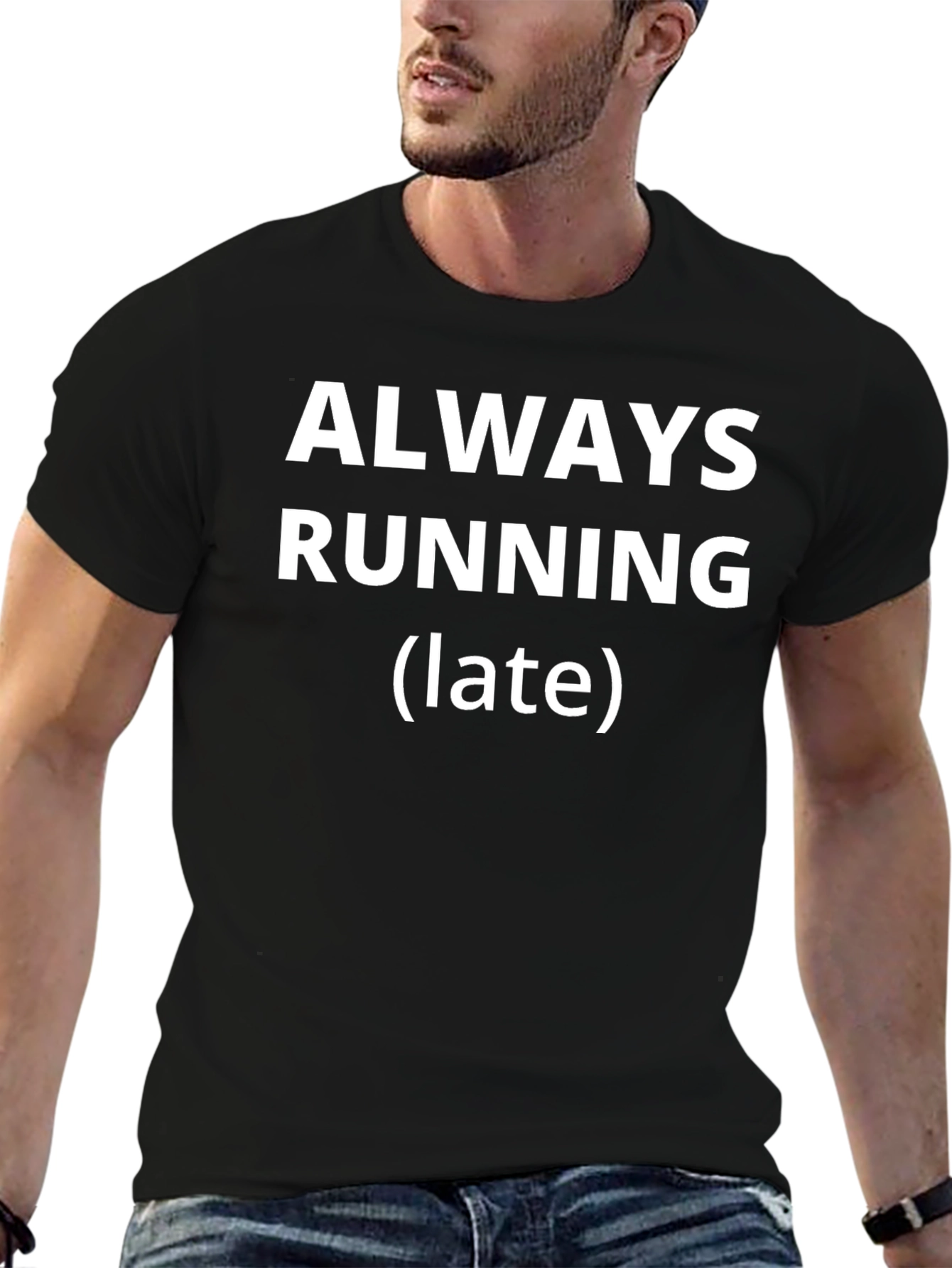 Always Running Late Mens Black T-Shirt