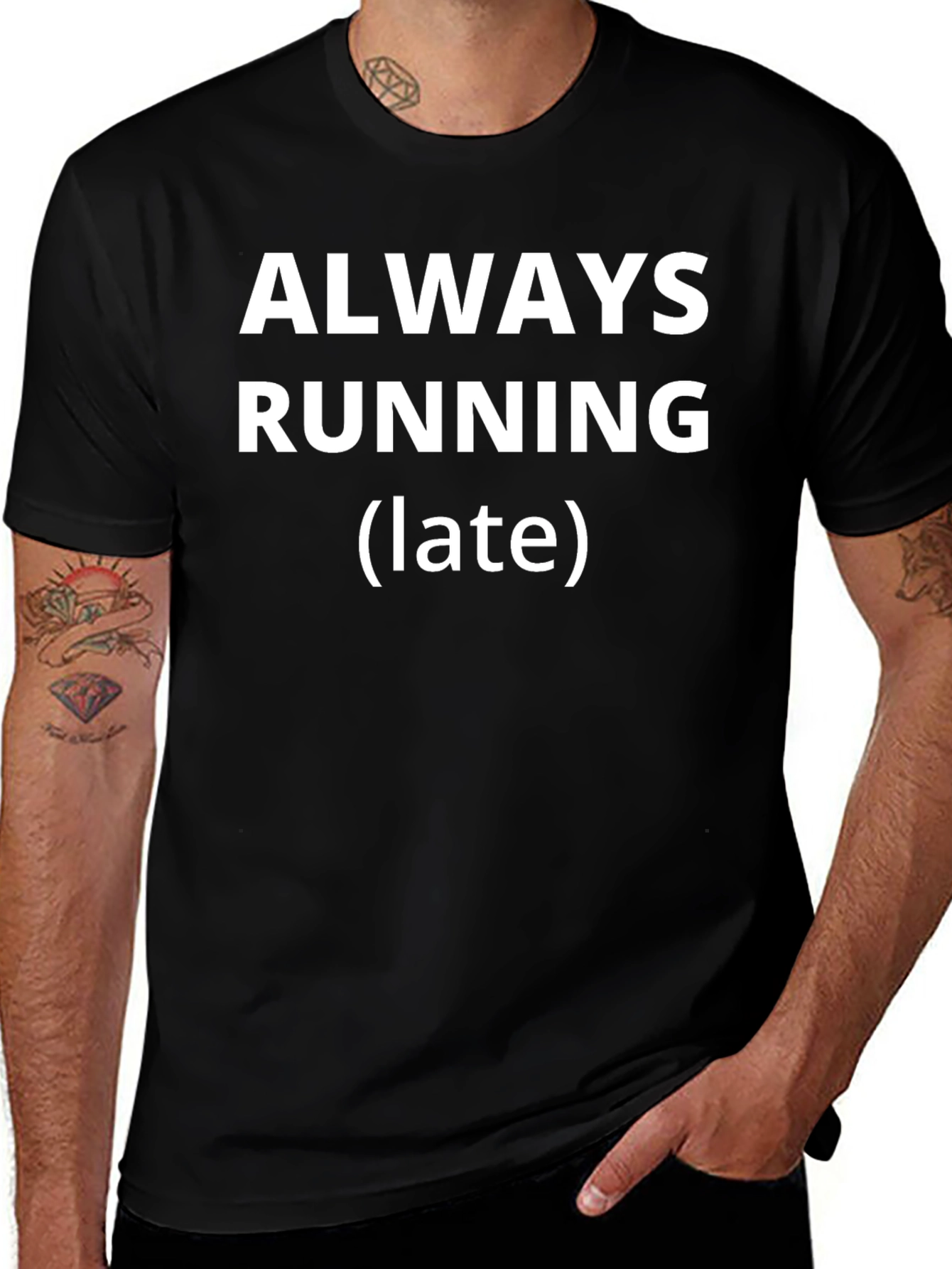Always Running Late Mens Black T-Shirt