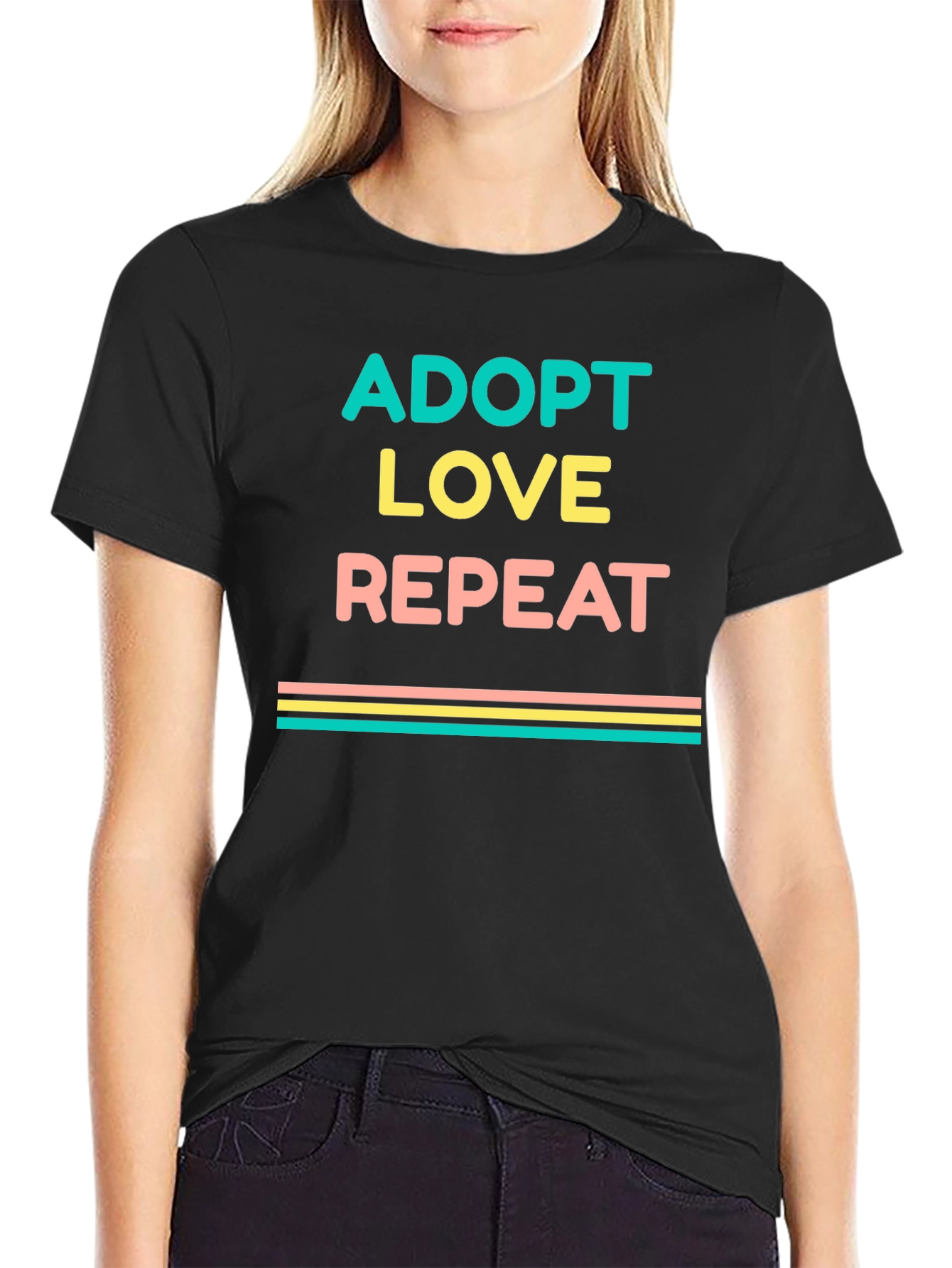 Adopt Love Repeat Graphic T-Shirt