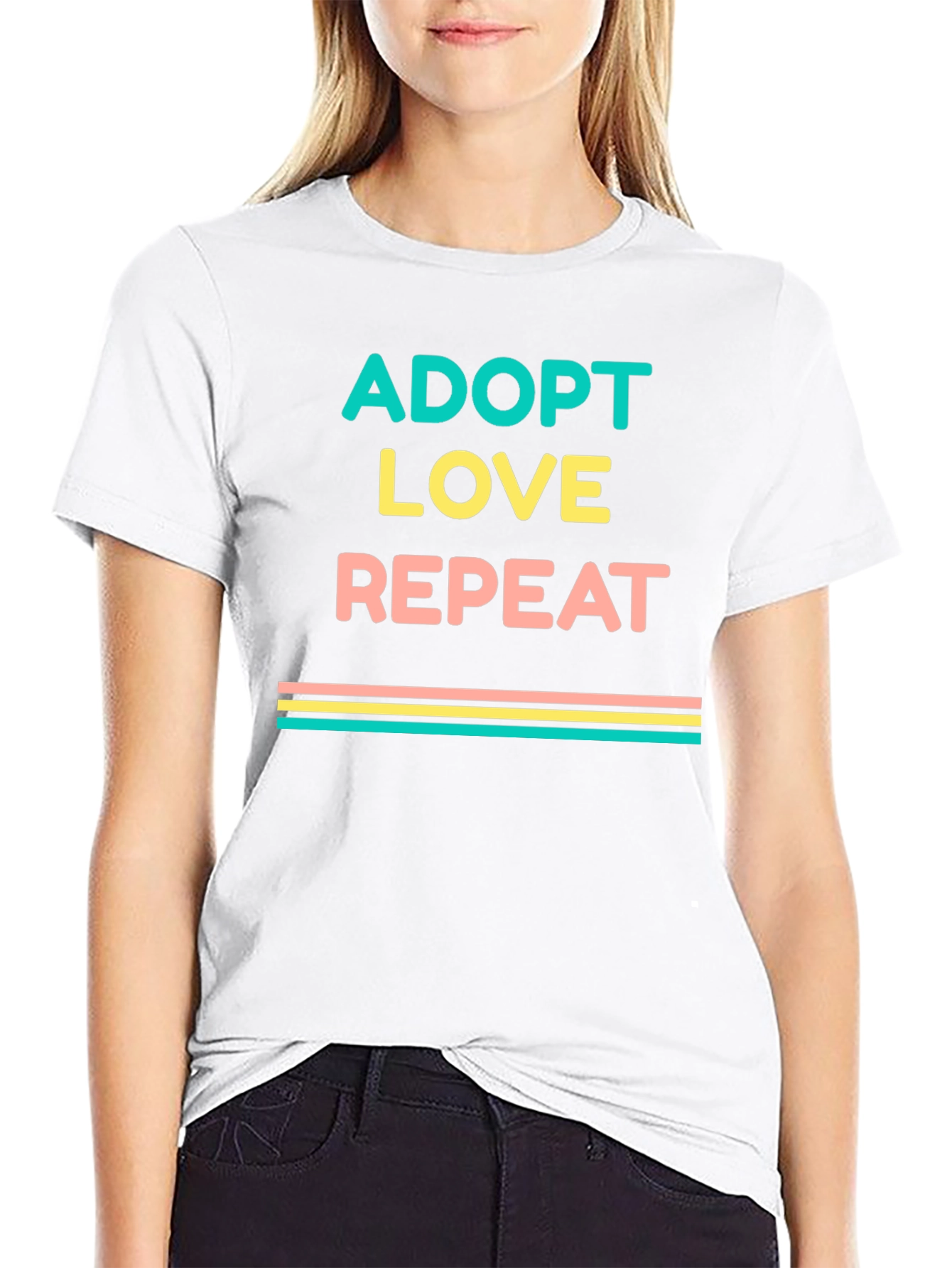 Adopt Love Repeat Graphic T-Shirt