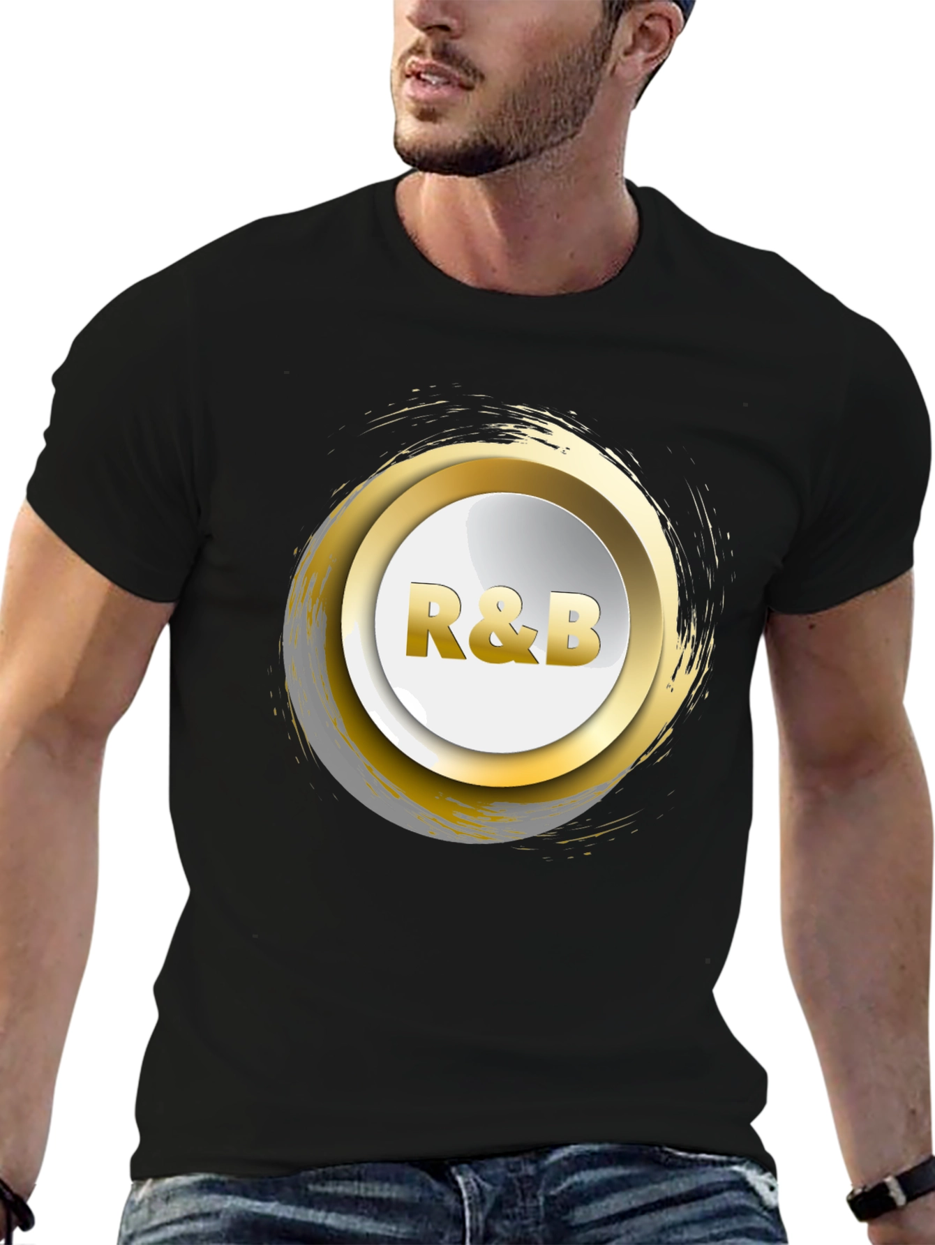 R&B Graphic Print Crew Neck T-Shirt