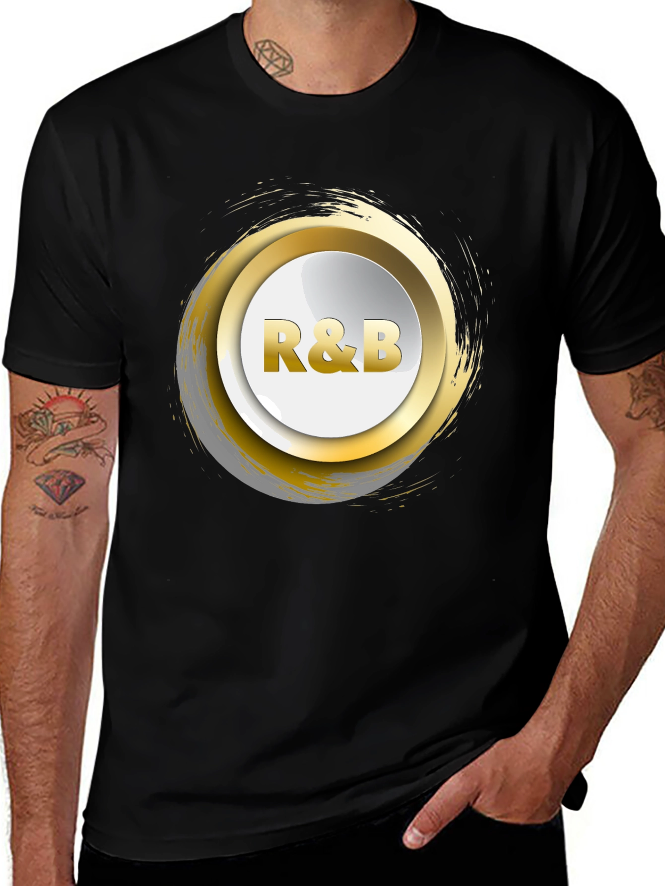 R&B Graphic Print Crew Neck T-Shirt