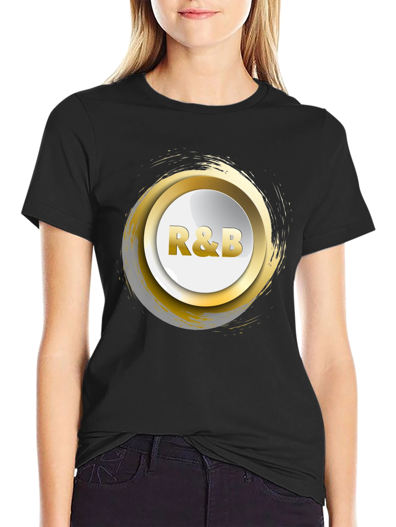 R&B Graphic Print Crew Neck T-Shirt