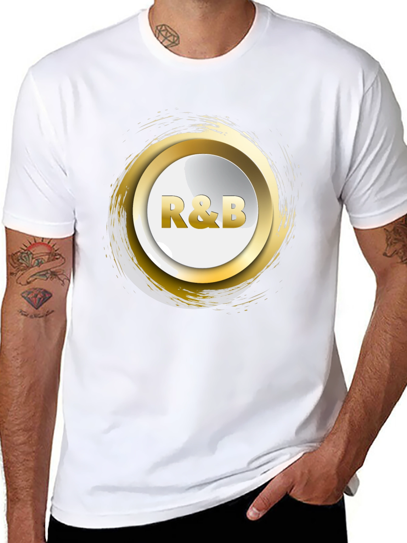 R&B Graphic Print Crew Neck T-Shirt