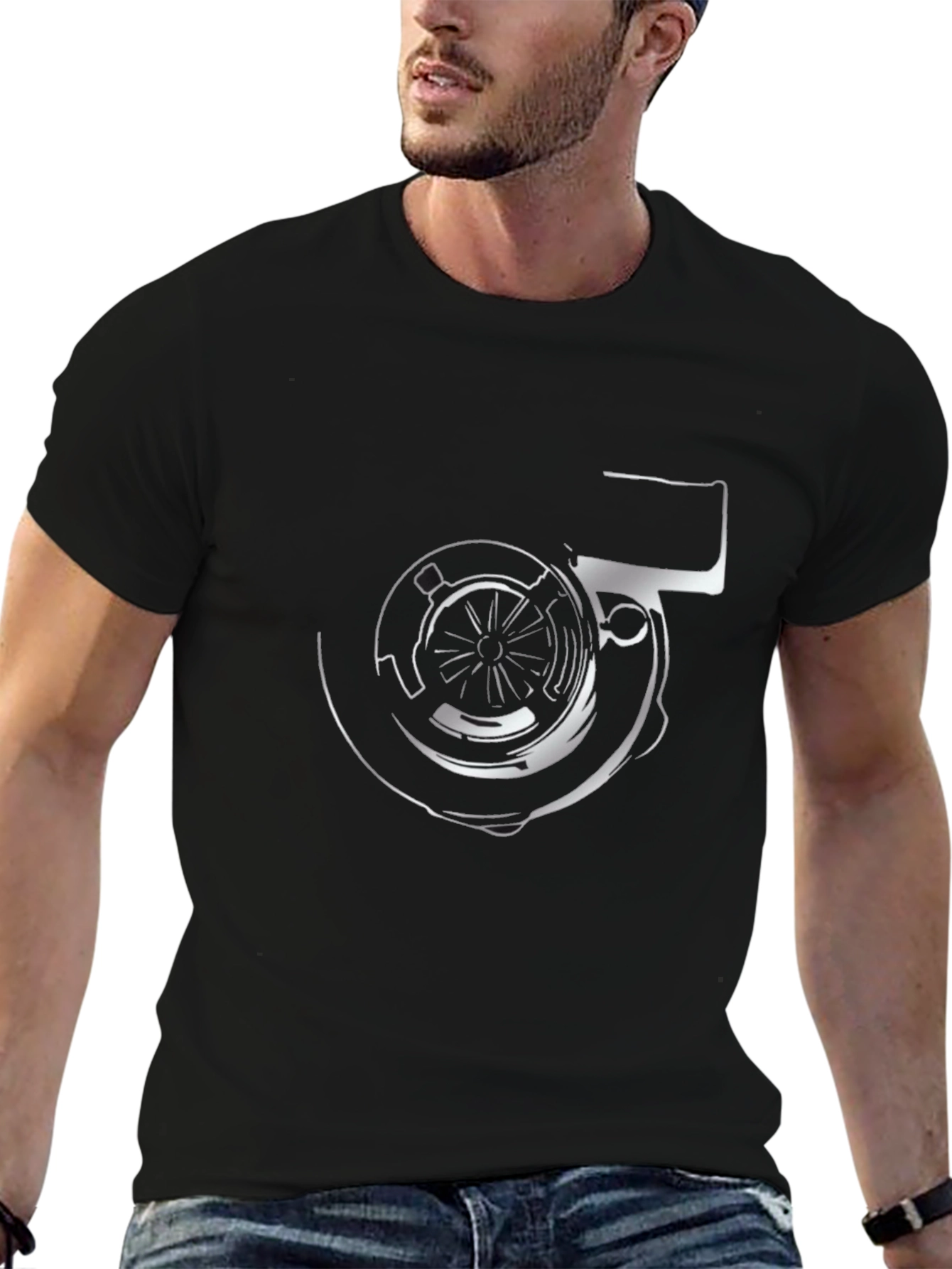 Turbo Black T-Shirt - Automotive Enthusiast Design