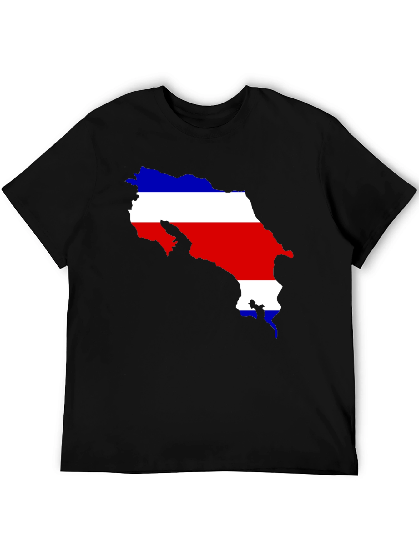Costa Rica Flag Map T-Shirt - Black