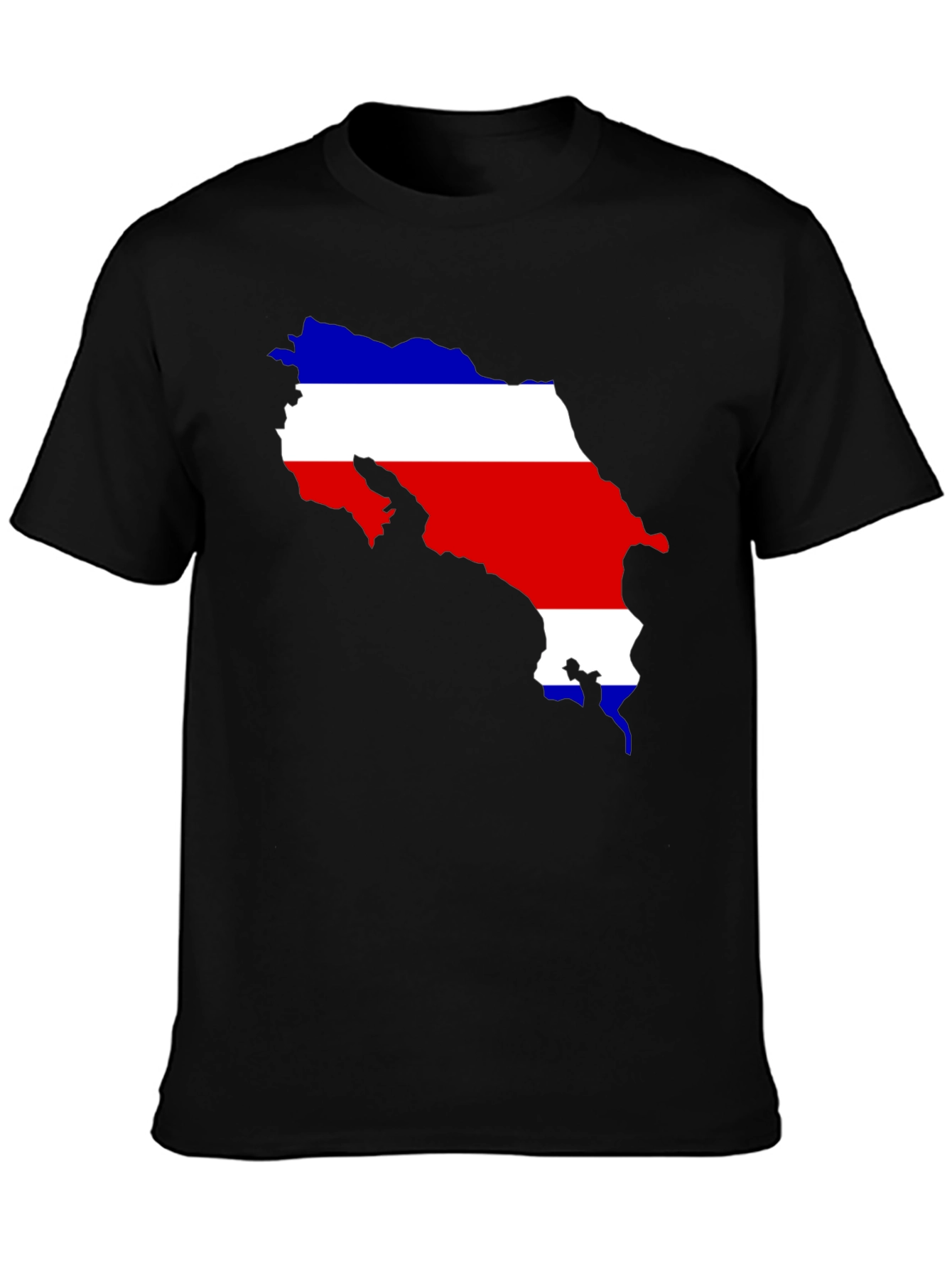 Costa Rica Flag Map T-Shirt - Black