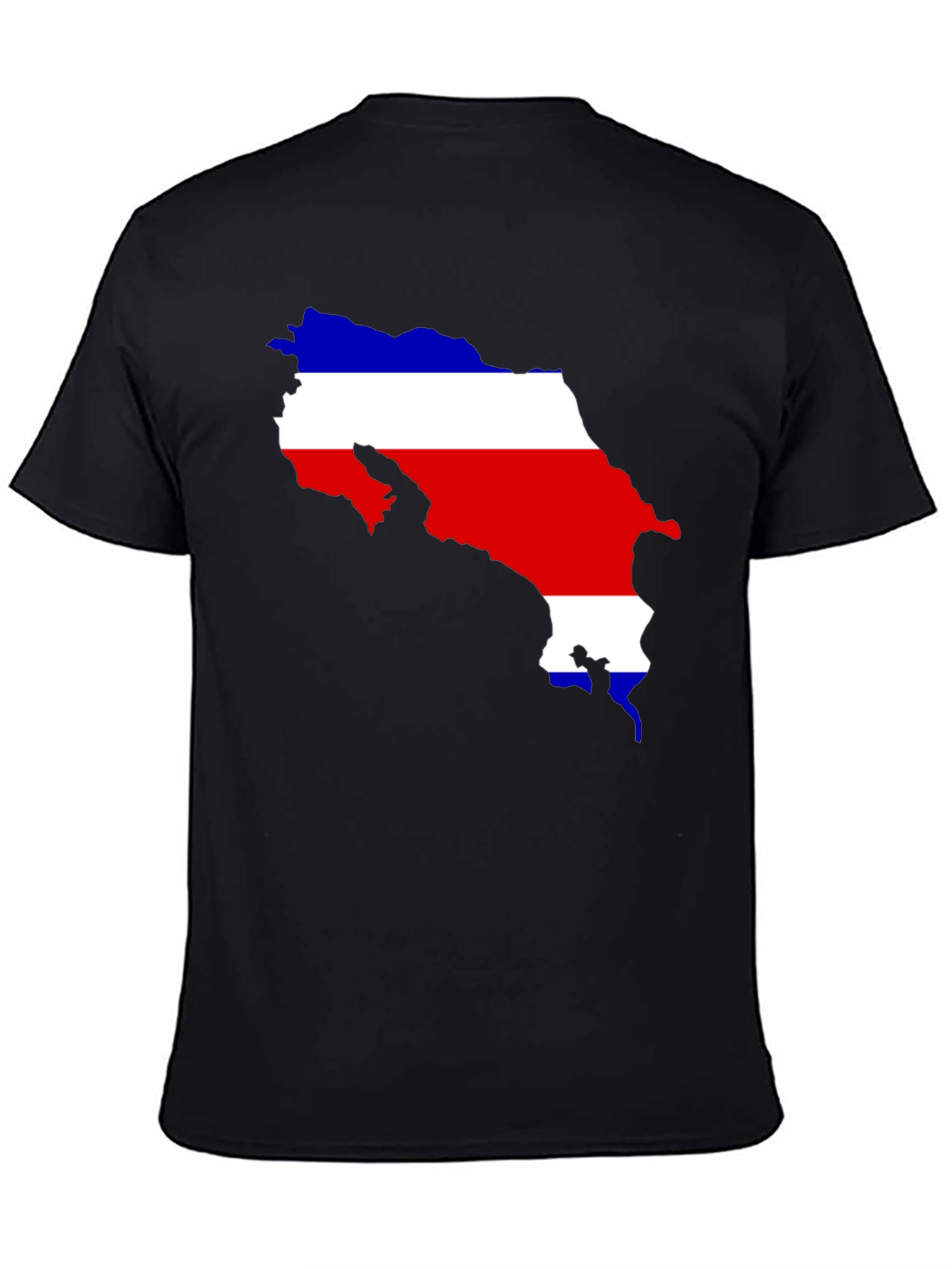 Costa Rica Flag Map T-Shirt - Black
