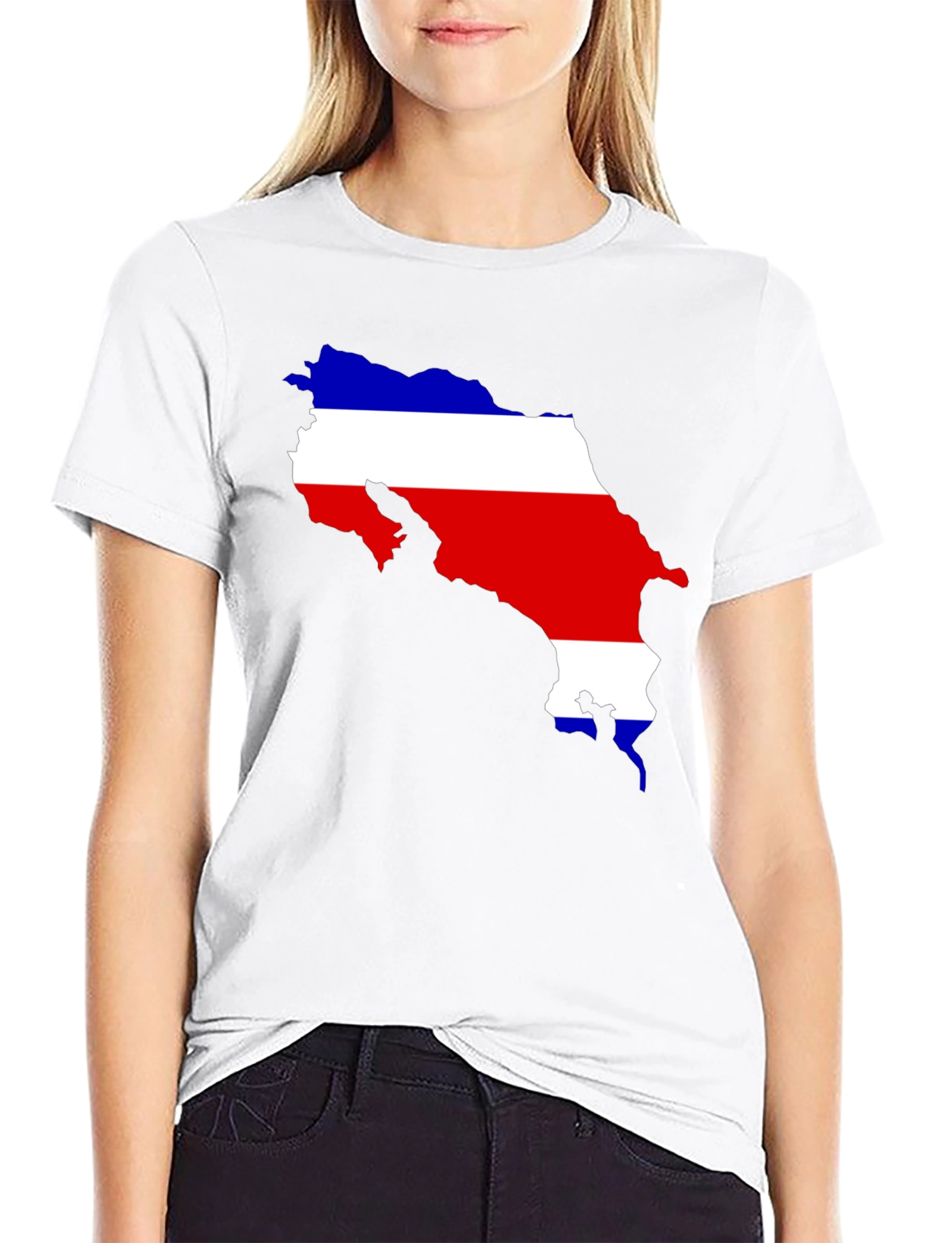 Costa Rica Flag Map T-Shirt - Black