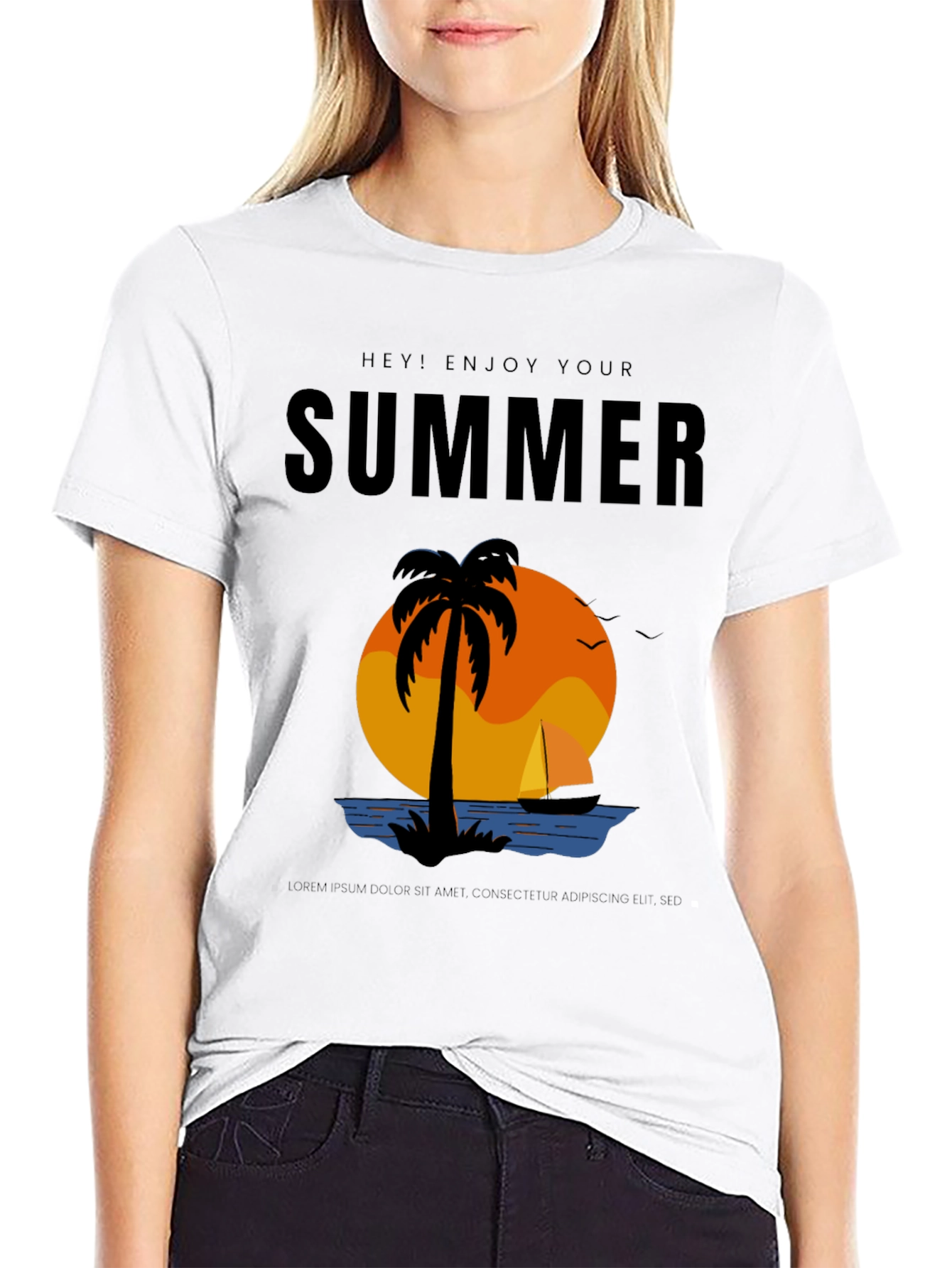 Summer Enjoy T-Shirt - Palm Tree Sunset Vacation Tee