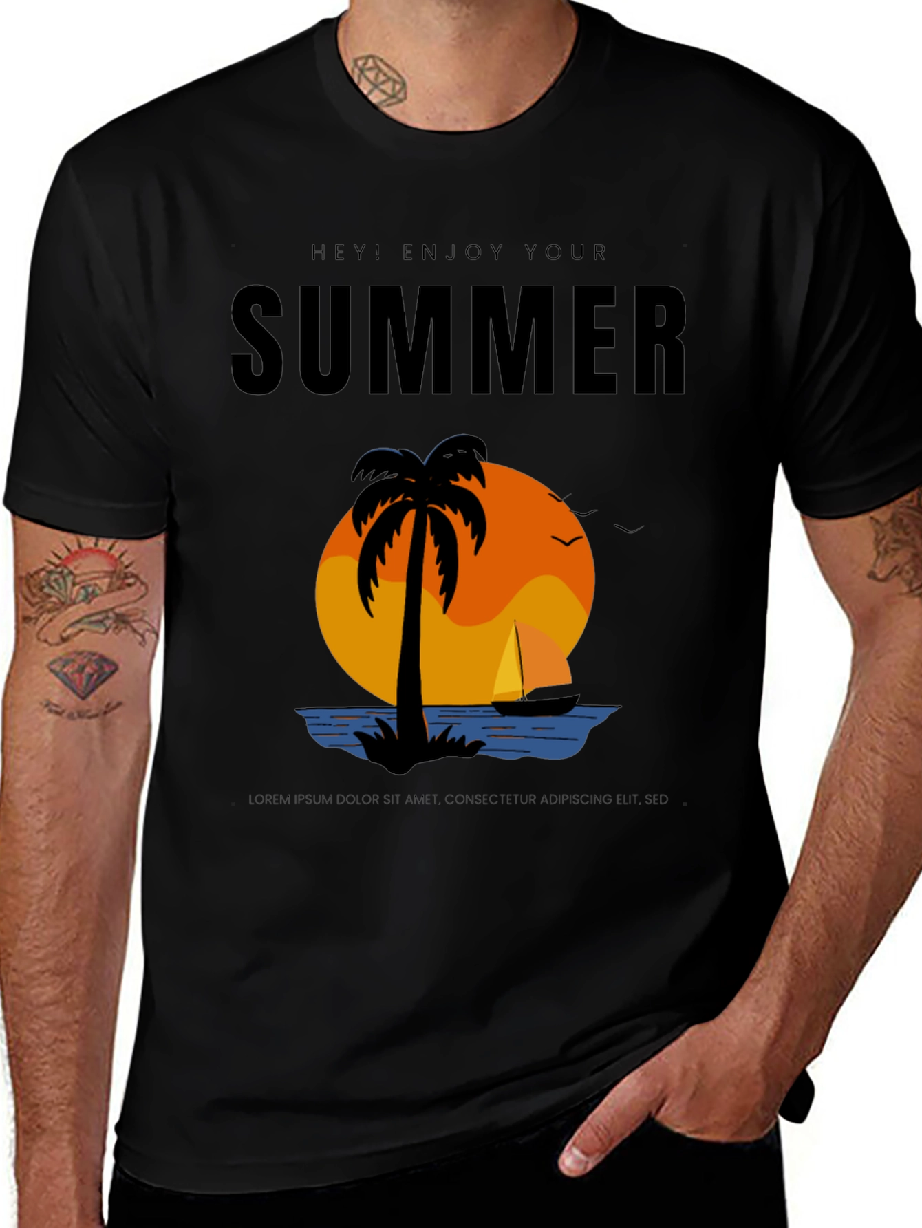 Summer Enjoy T-Shirt - Palm Tree Sunset Vacation Tee