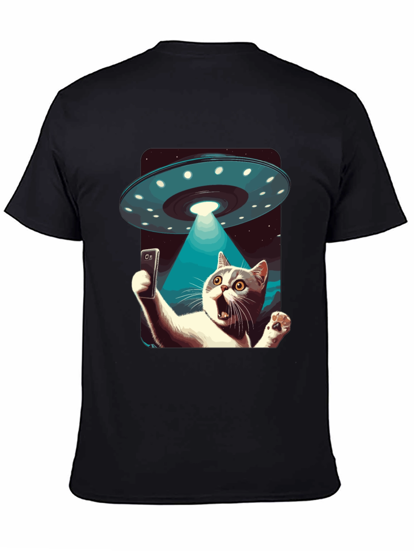 Alien Abduction Cat Selfie T-Shirt