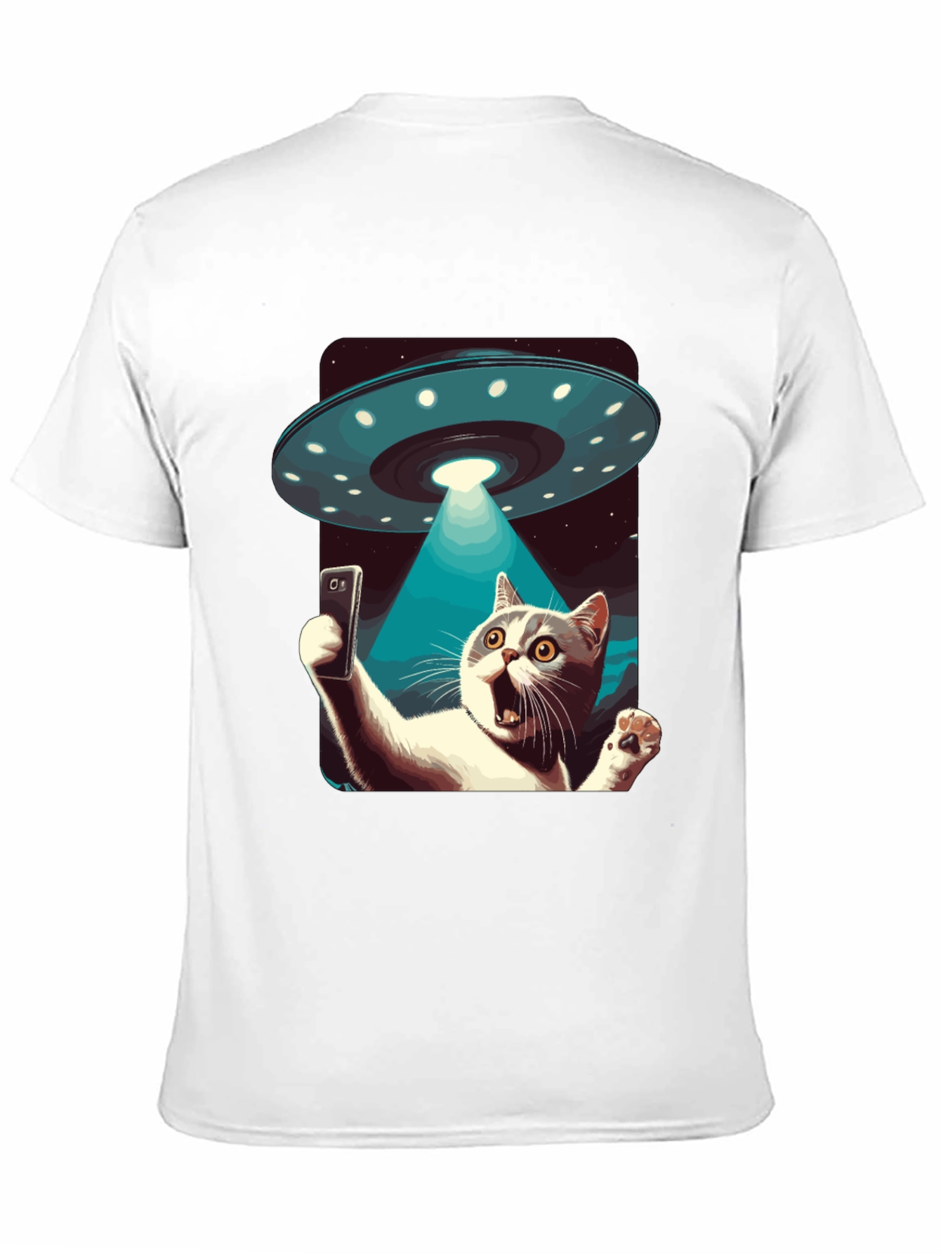 Alien Abduction Cat Selfie T-Shirt