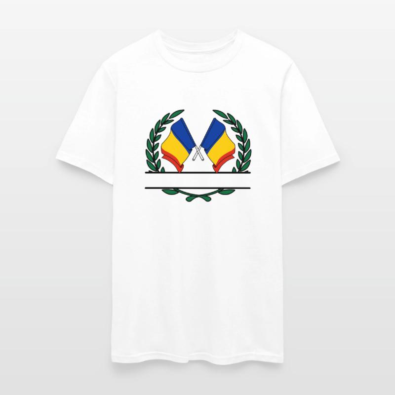 Flags Romania laurel wreath banner