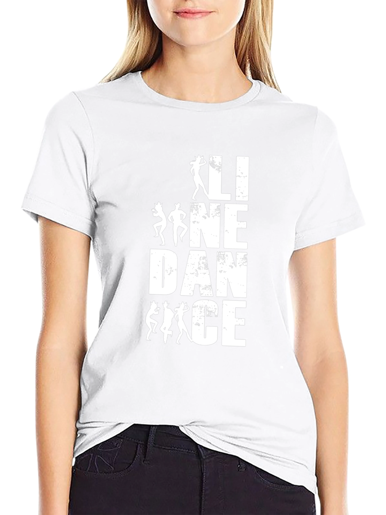 Line Dance Graphic Tee - Stylish Black Cotton T-Shirt