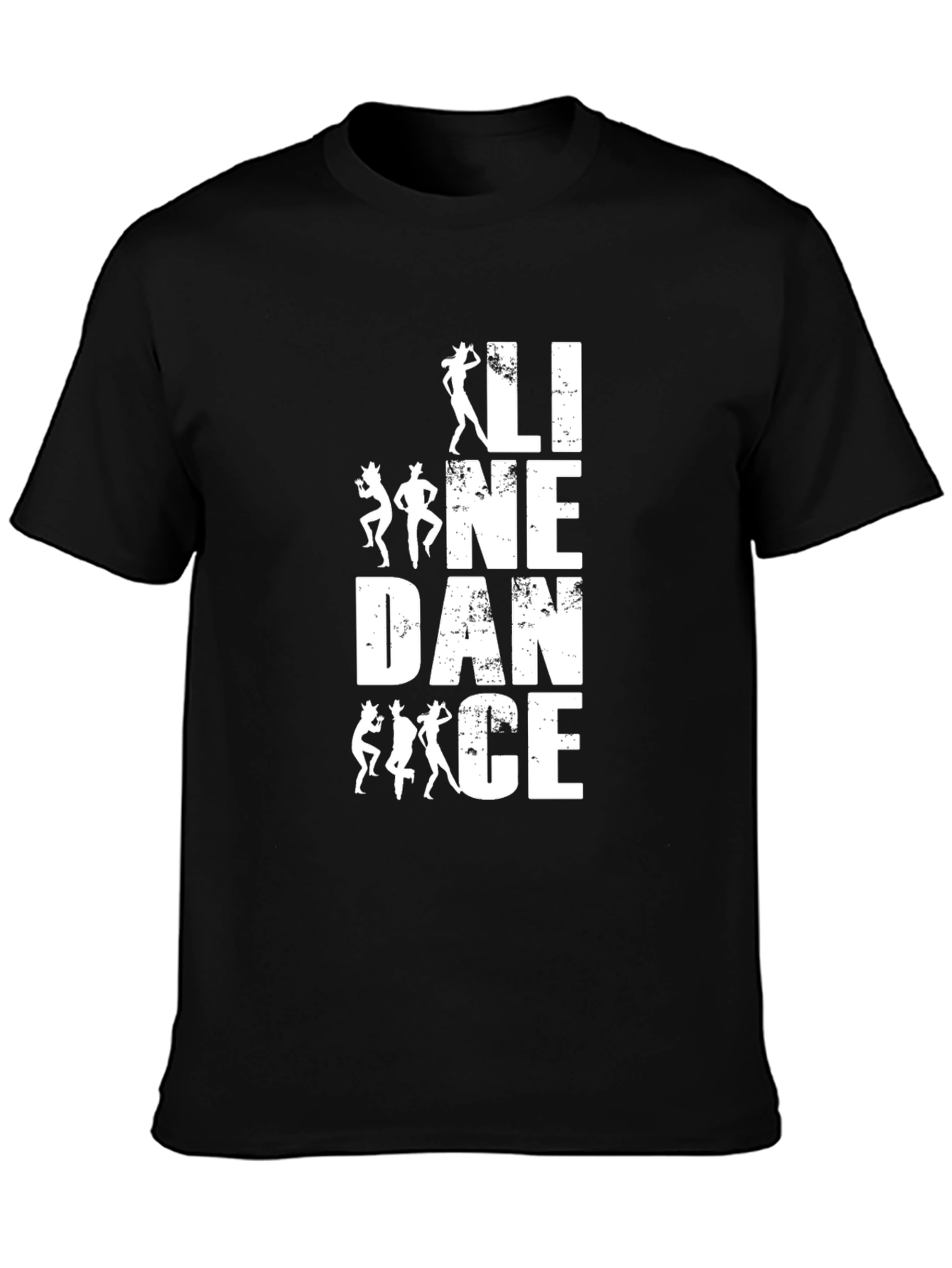 Line Dance Graphic Tee - Stylish Black Cotton T-Shirt