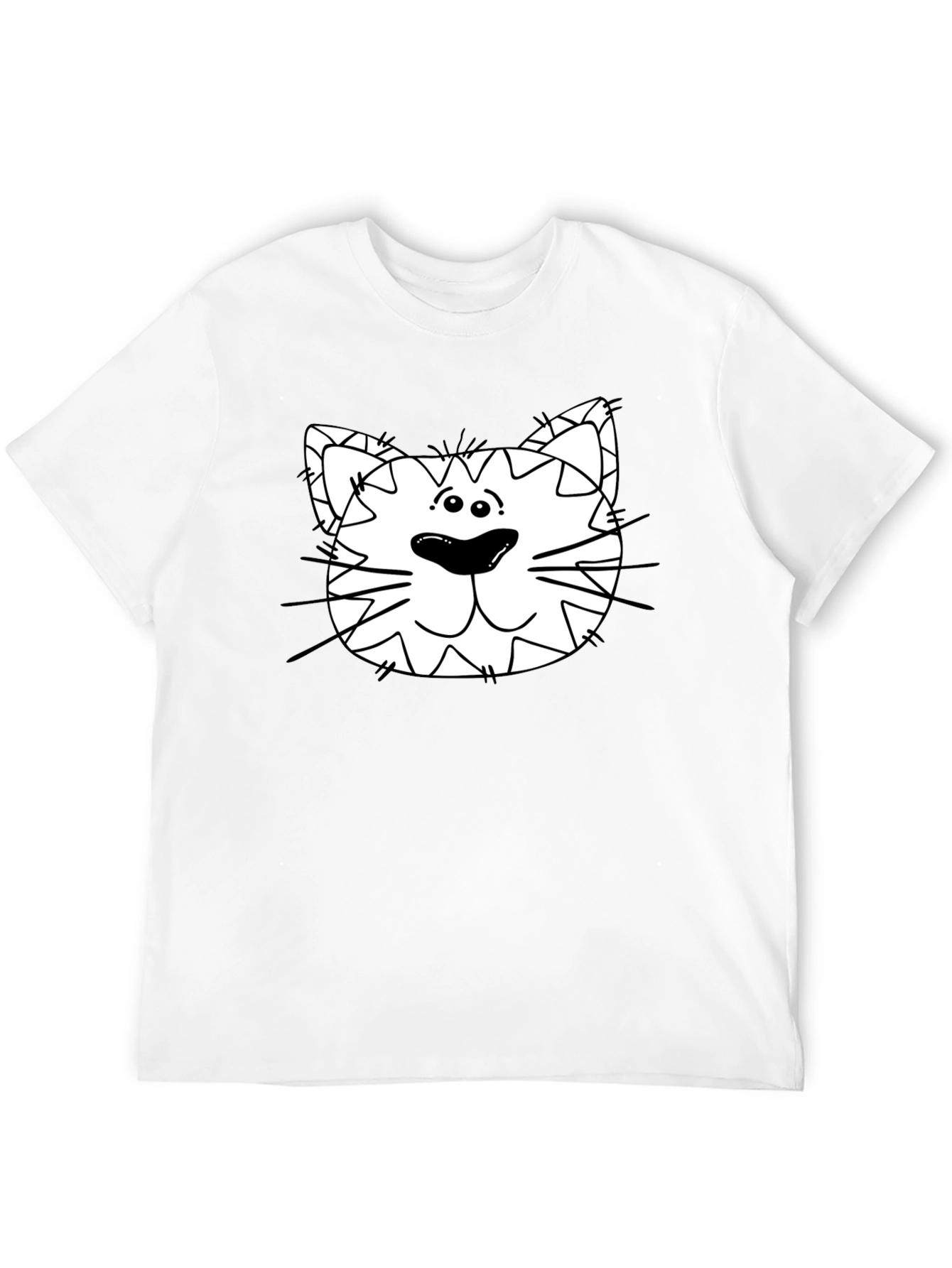 Funny Cat Face Graphic Mens Black T-Shirt