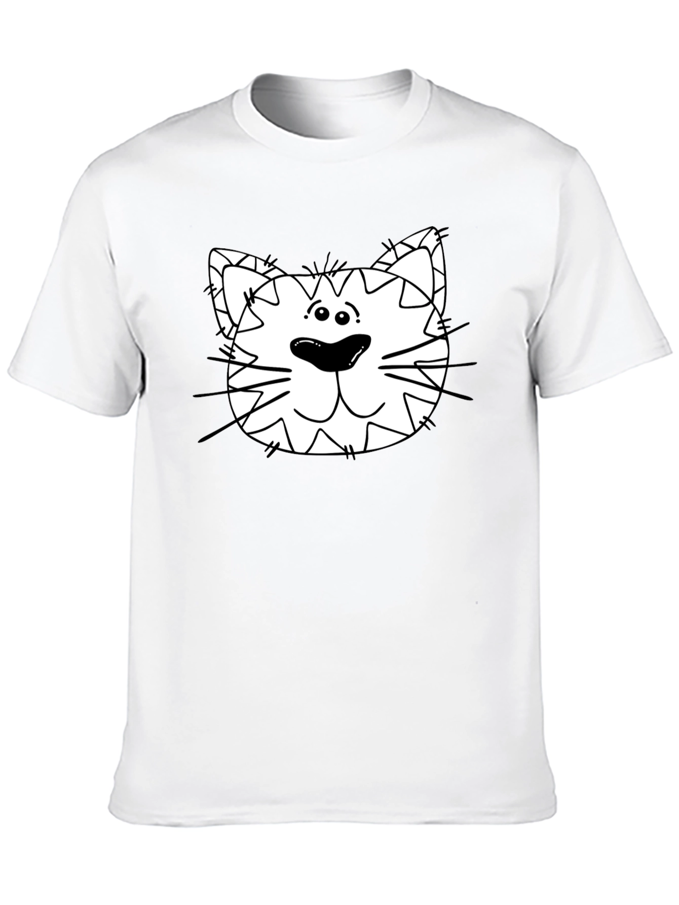 Funny Cat Face Graphic Mens Black T-Shirt